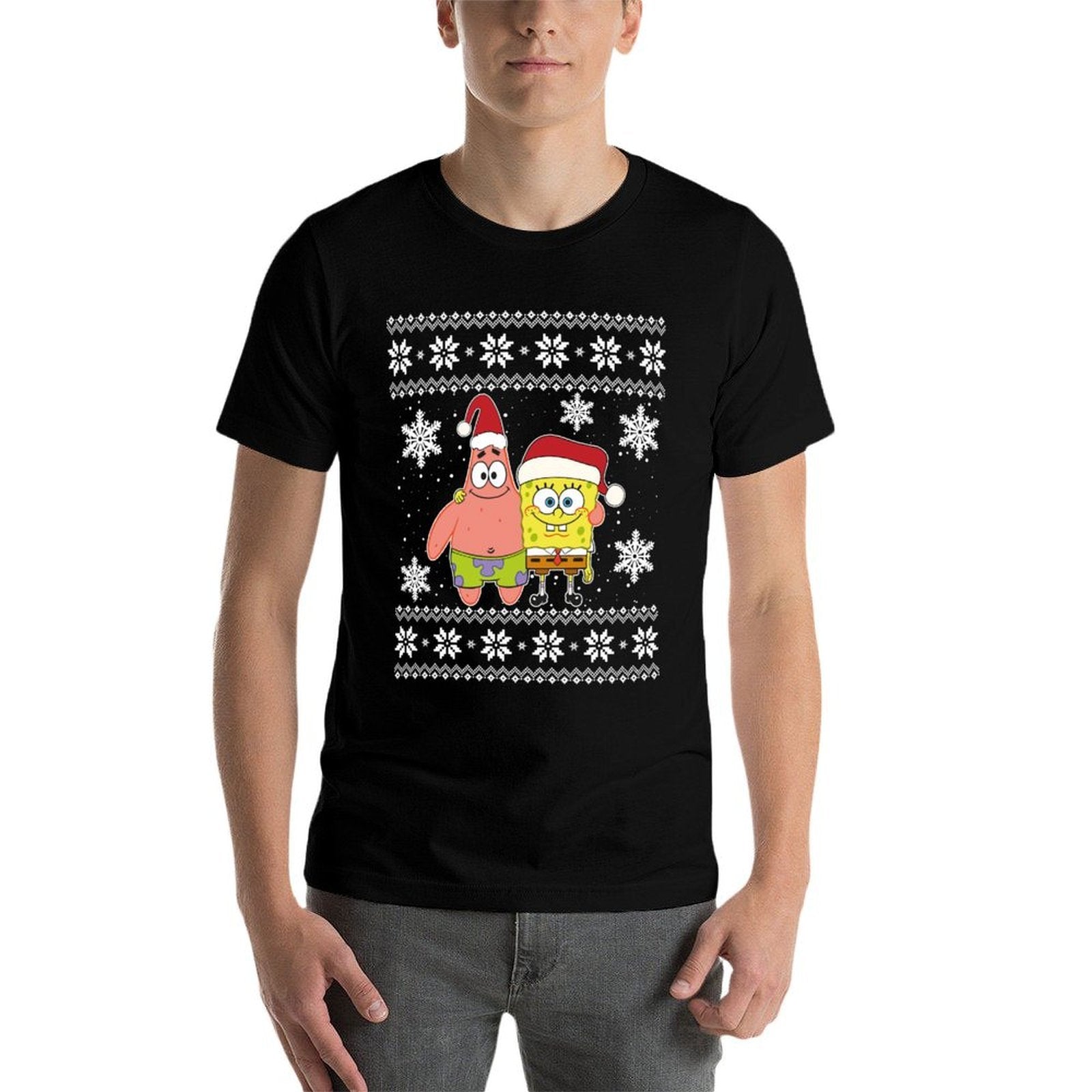Mademark X SpongeBob SquarePants - Spongebob And Patrick Best Friends Holiday Christmas Graphic  Stretchy T-Shirt