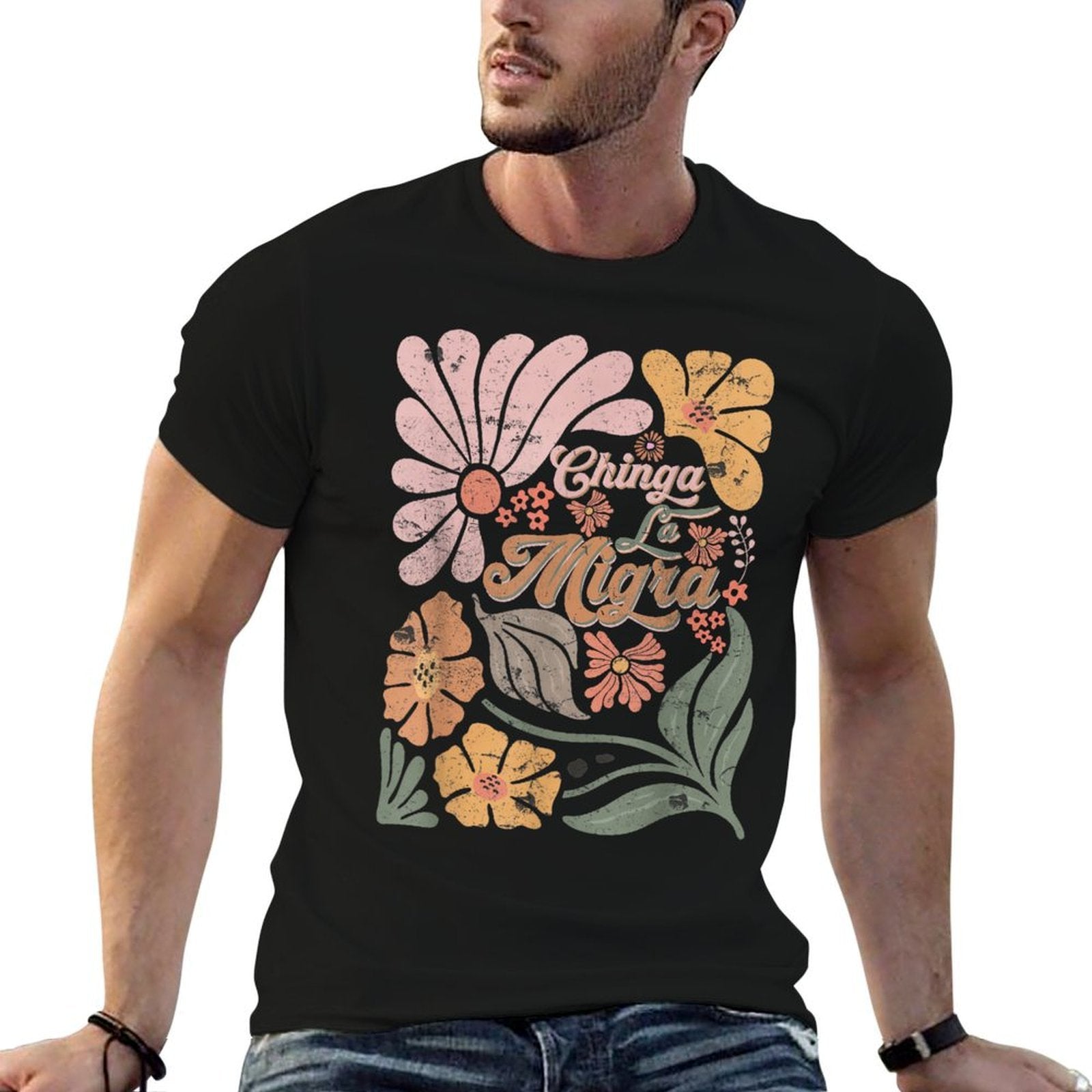 Boho Retro 4th Of July Chinga La Migra Men Women  Relaxed-fit T-Shirt
