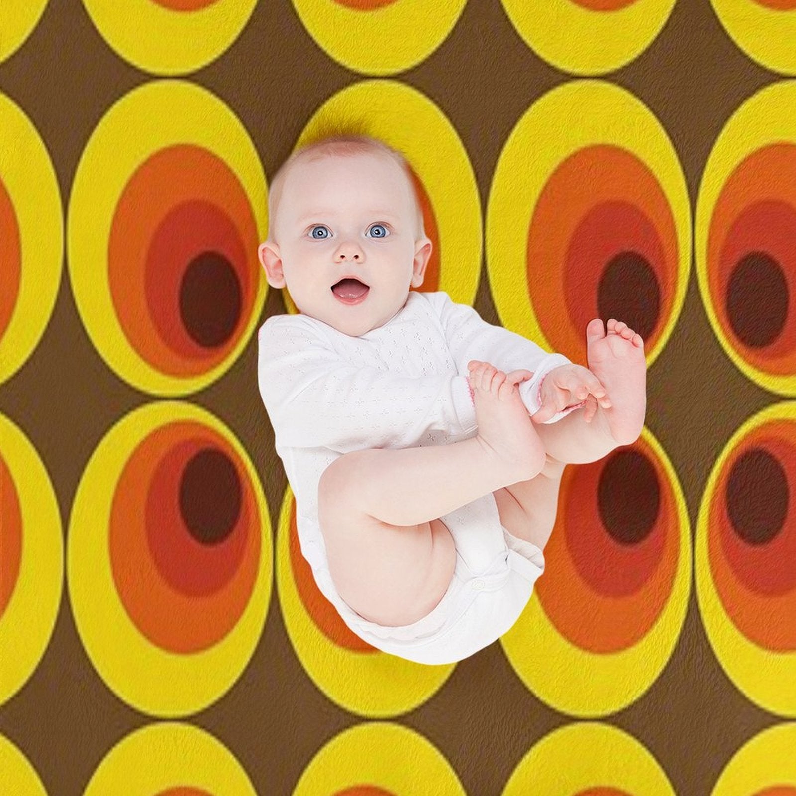 70s, 80s Funky Vintage Circle Pattern Versatility Throw Blanket
