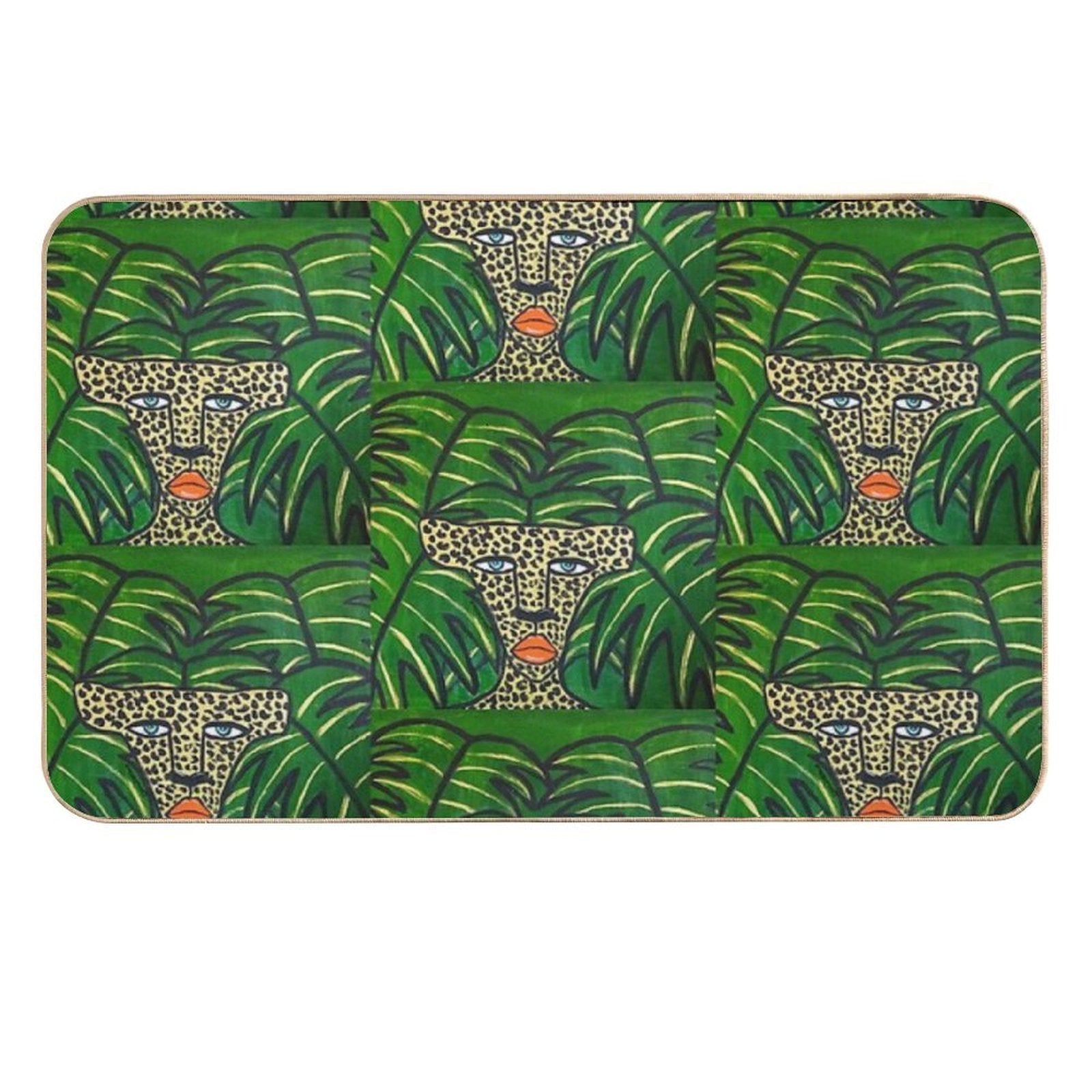 Cheetah On Green Leaves  Toxin-Free Bath Mat