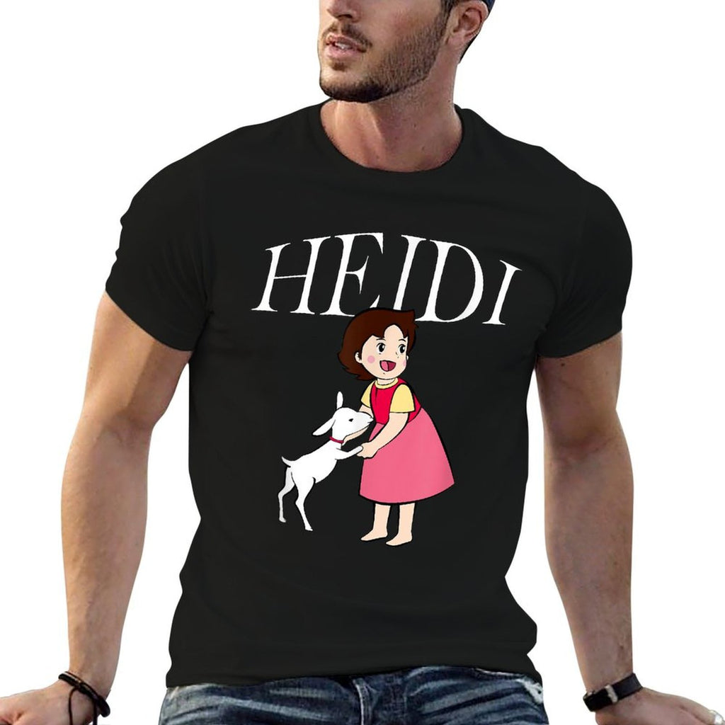 Heidi with Goat Cute Cartoon TV Series with Logo  Tagless Design T-Shirt