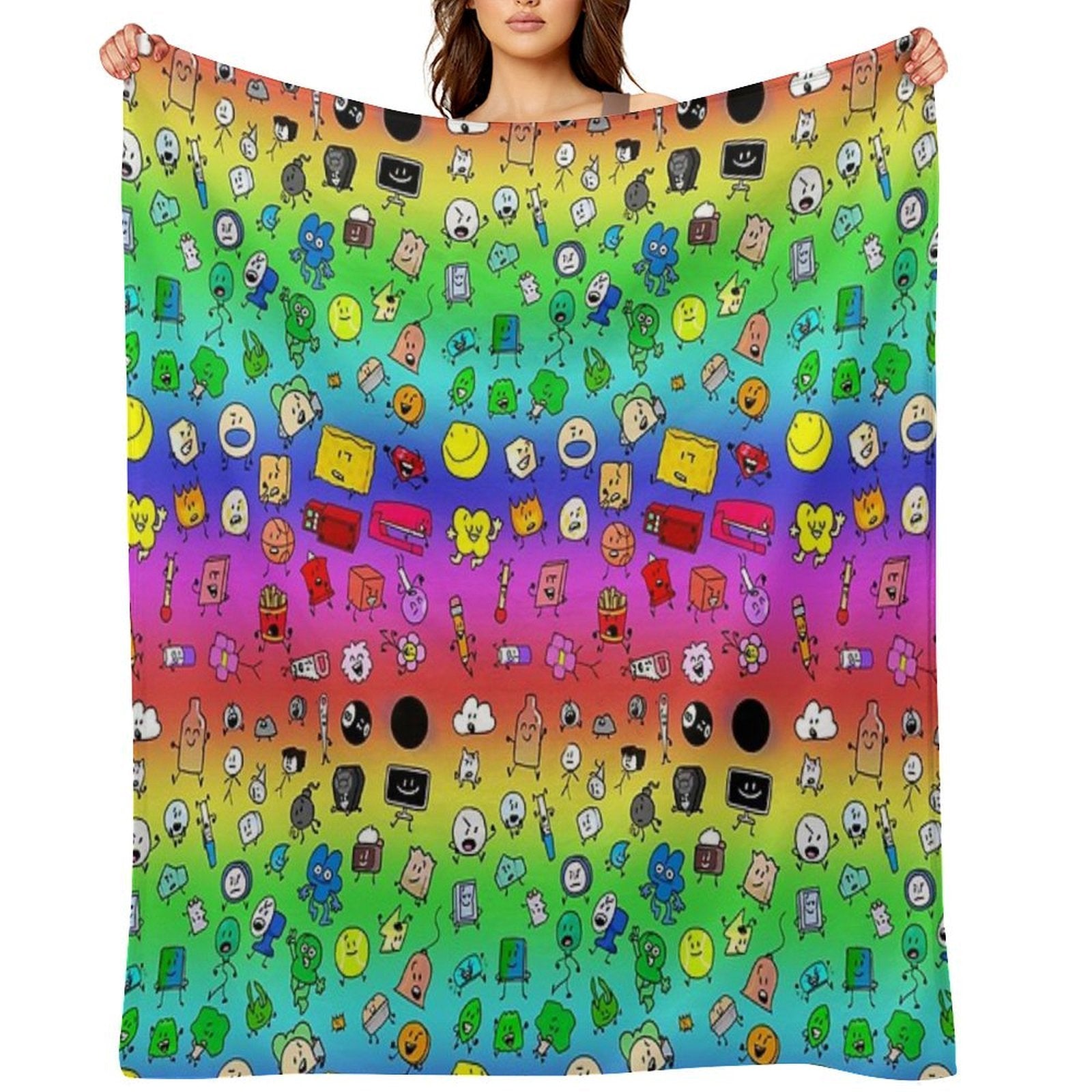 BFDI All Characters (Rainbow) Compact Throw Blanket