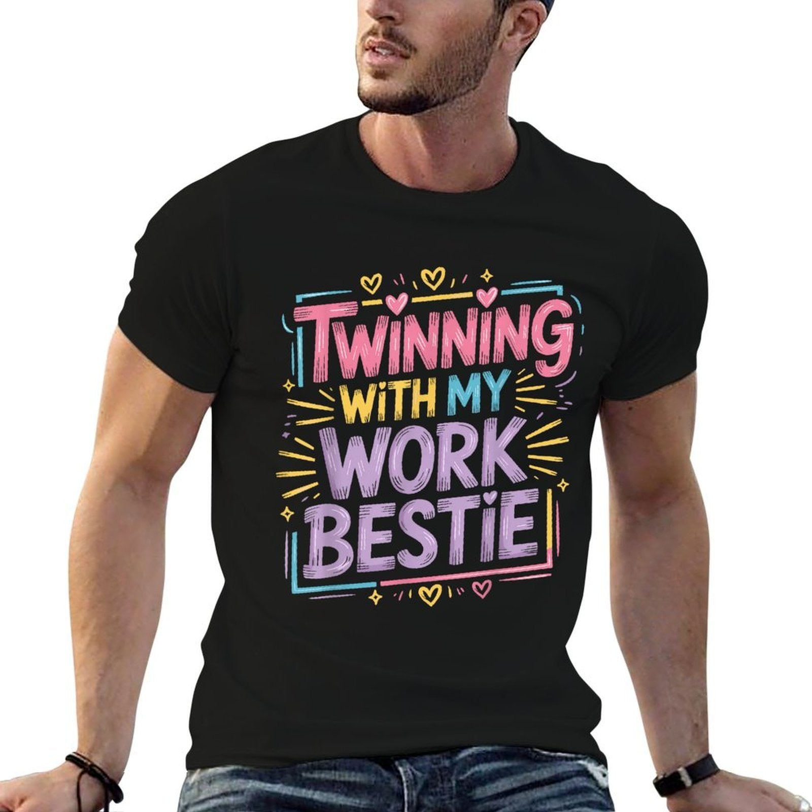 Twinning With My Work Bestie - Twins Day Best Friend  Affordable Price T-Shirt