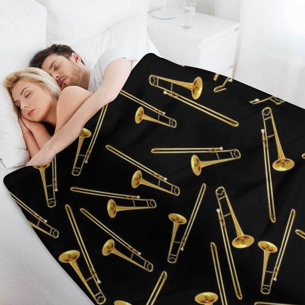 Vintage Gold Trombone Eco-conscious Throw Blanket