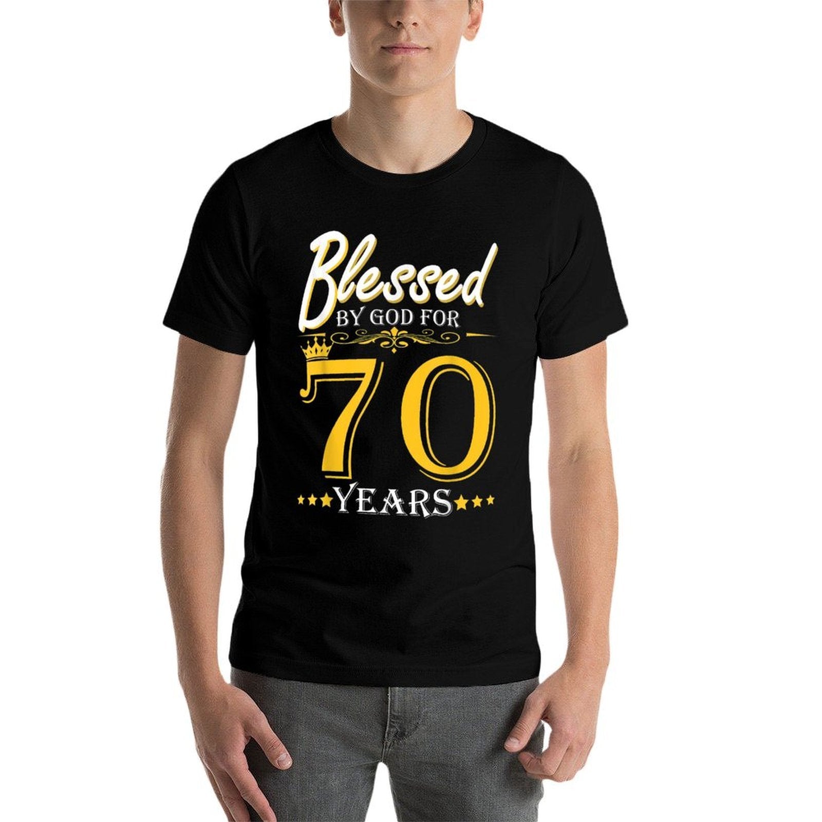 Vintage Blessed By God For 70 Years Happy 70th Birthday  Wrinkle-resistant T-Shirt