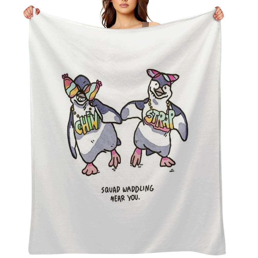 Chin N Strap Penguin Waddles Machine-washable Throw Blanket