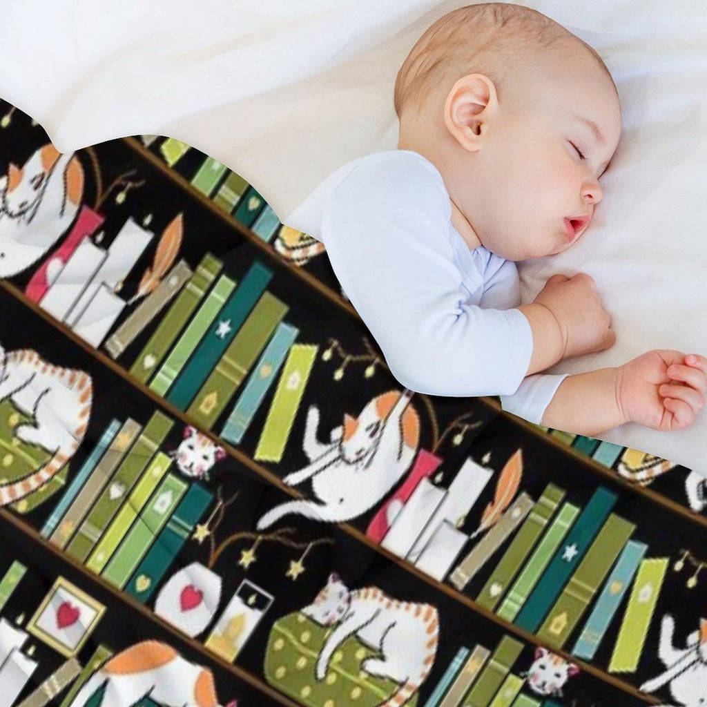 Library Cats - Whimsical Cats on The Book Shelves Gift-ready Throw Blanket