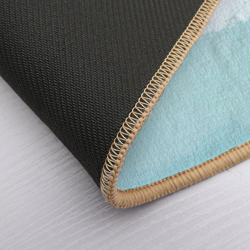 Light Blue And Shades of Blue Wavy Stripes  Long-Lasting Bath Mat