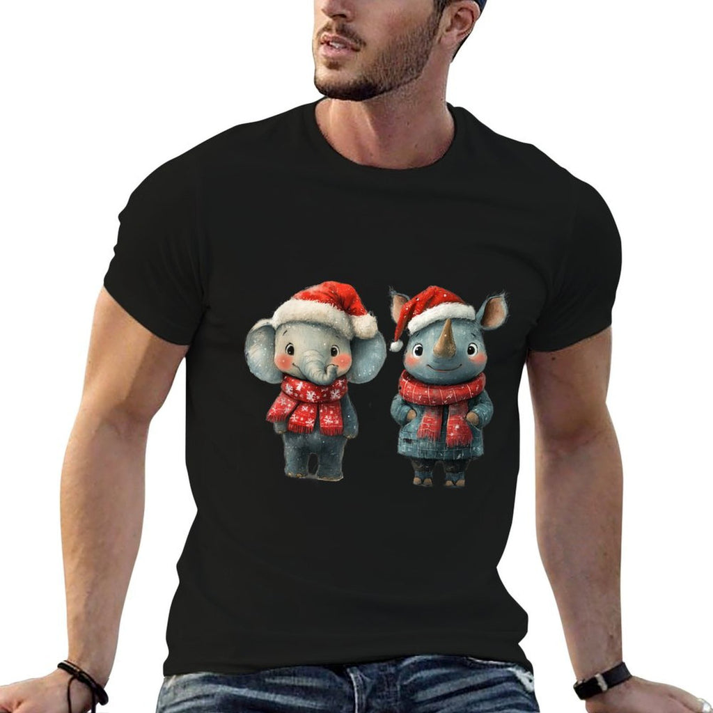 Elephant And Rhino Animal South African Christmas Animals  Slim-fit Cut T-Shirt