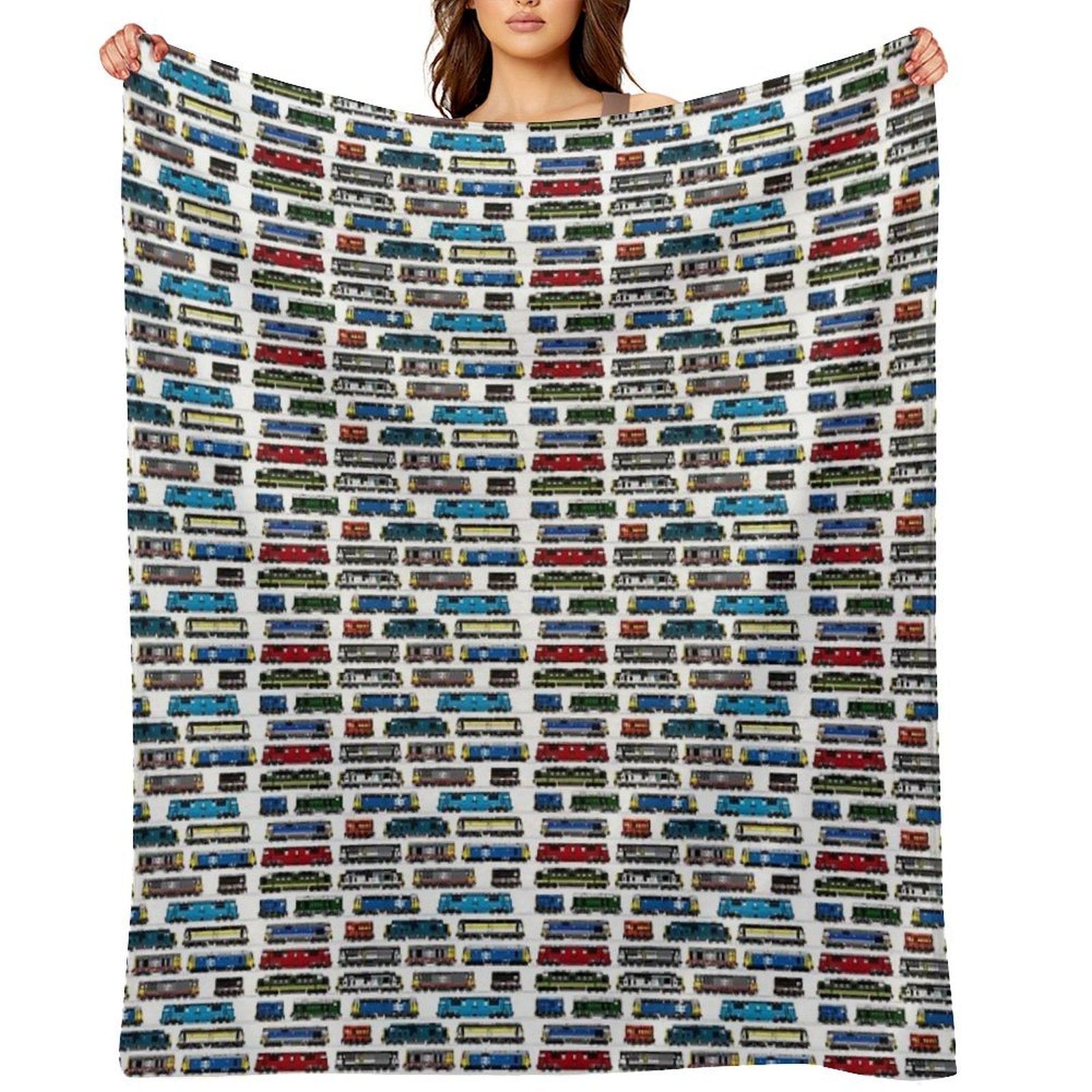 Diesel Locomotive Print Sustainable Throw Blanket