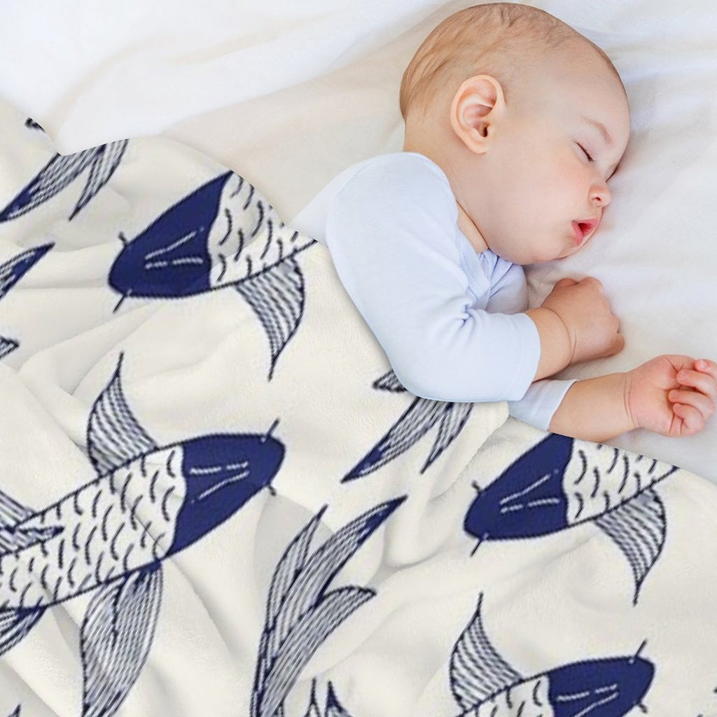 Japanese Koi Fish Pattern Compact Throw Blanket