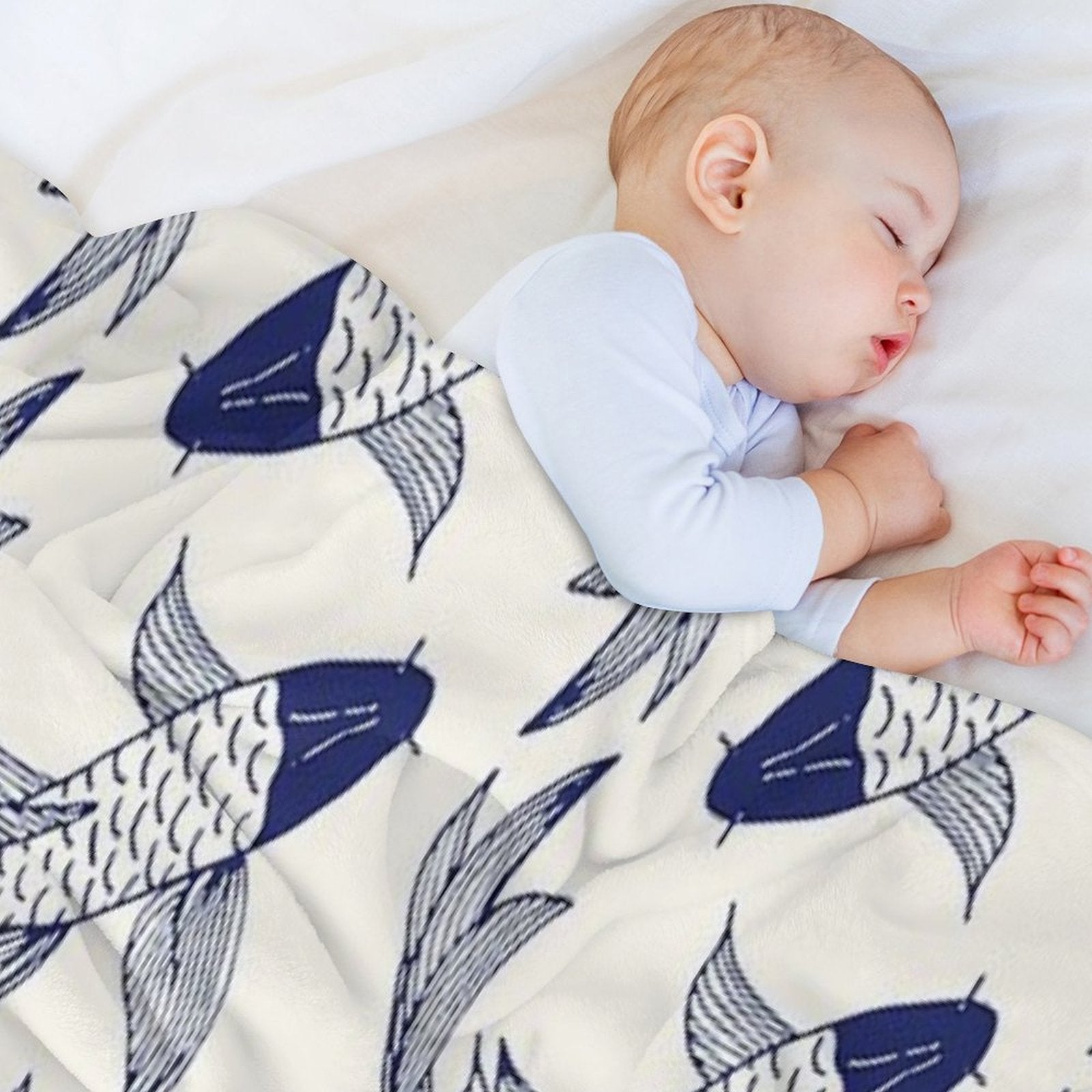 Japanese Koi Fish Pattern Compact Throw Blanket