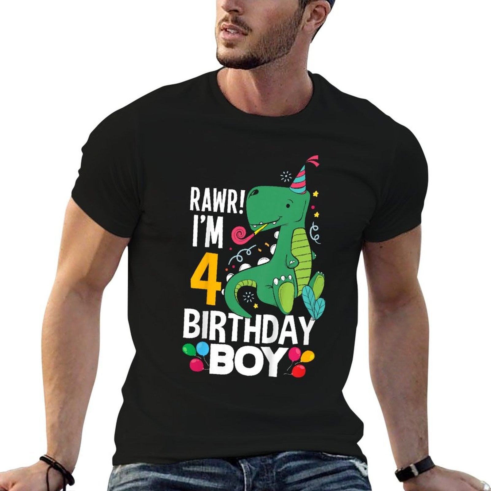 Kids 4th Birthday Boys 4 Year Old Birthday Boy T Rex Dinosaur  Affordable Price T-Shirt