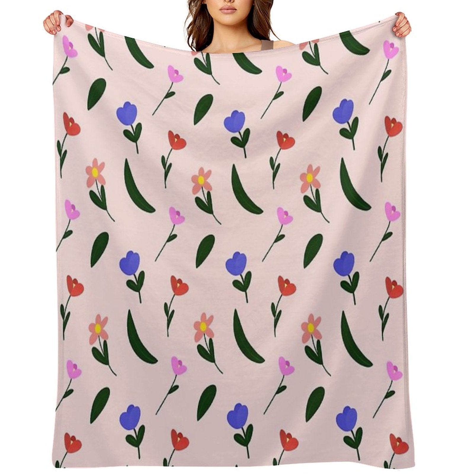 Pastel Flower Plush Throw Blanket
