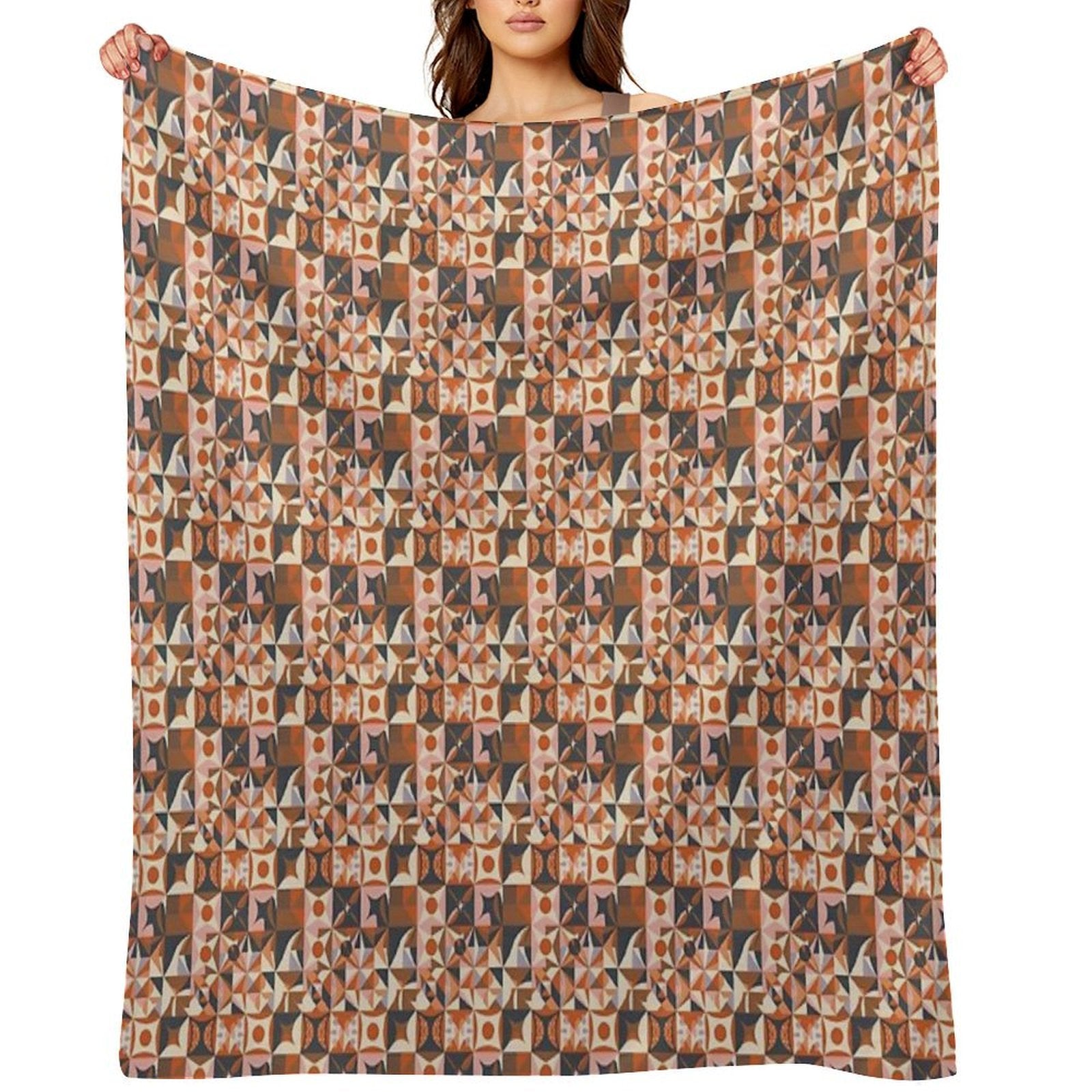 Muted Autumn  Soft Autumn Pattern, Skin-tone Matching, Personal Color Analysis, PCA, Geometric Abstract Quick-dry Throw Blanket