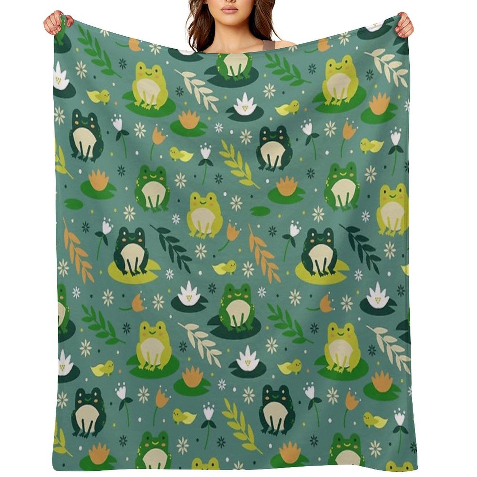 Cute Frogs Pattern Versatility Throw Blanket