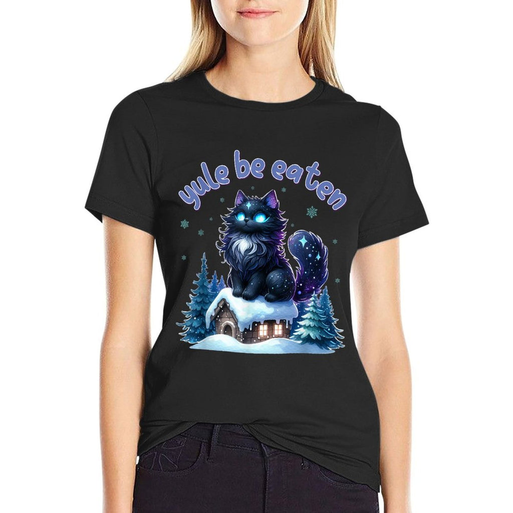 Yule Be Eaten Yule Cat Jolakotturinn Icelandic Christmas Men Women Kids  Polyester Blend T-Shirt