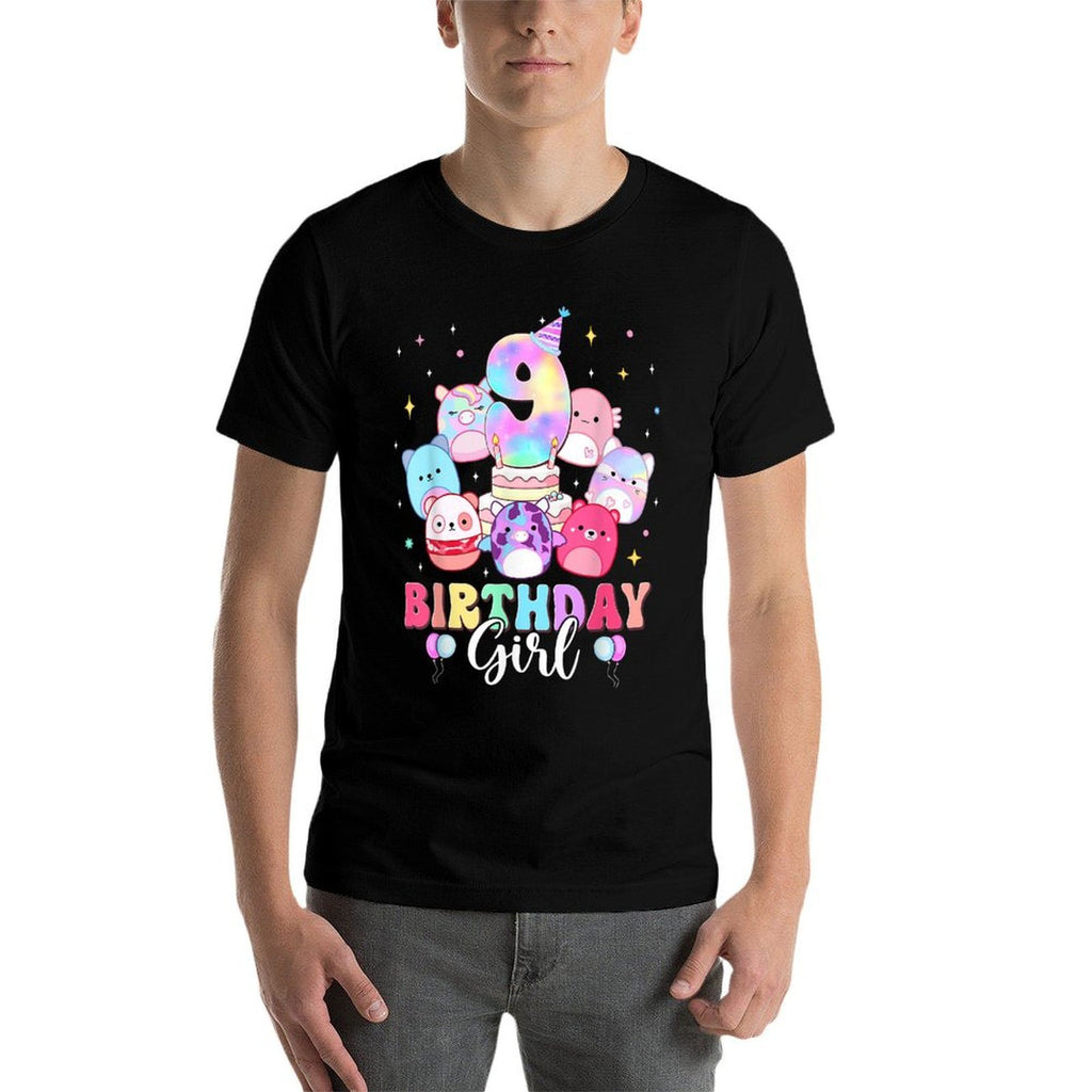 Happy Birthday Girl Squish Squad Mallow Girls 9th Birthday  Relaxed-fit T-Shirt