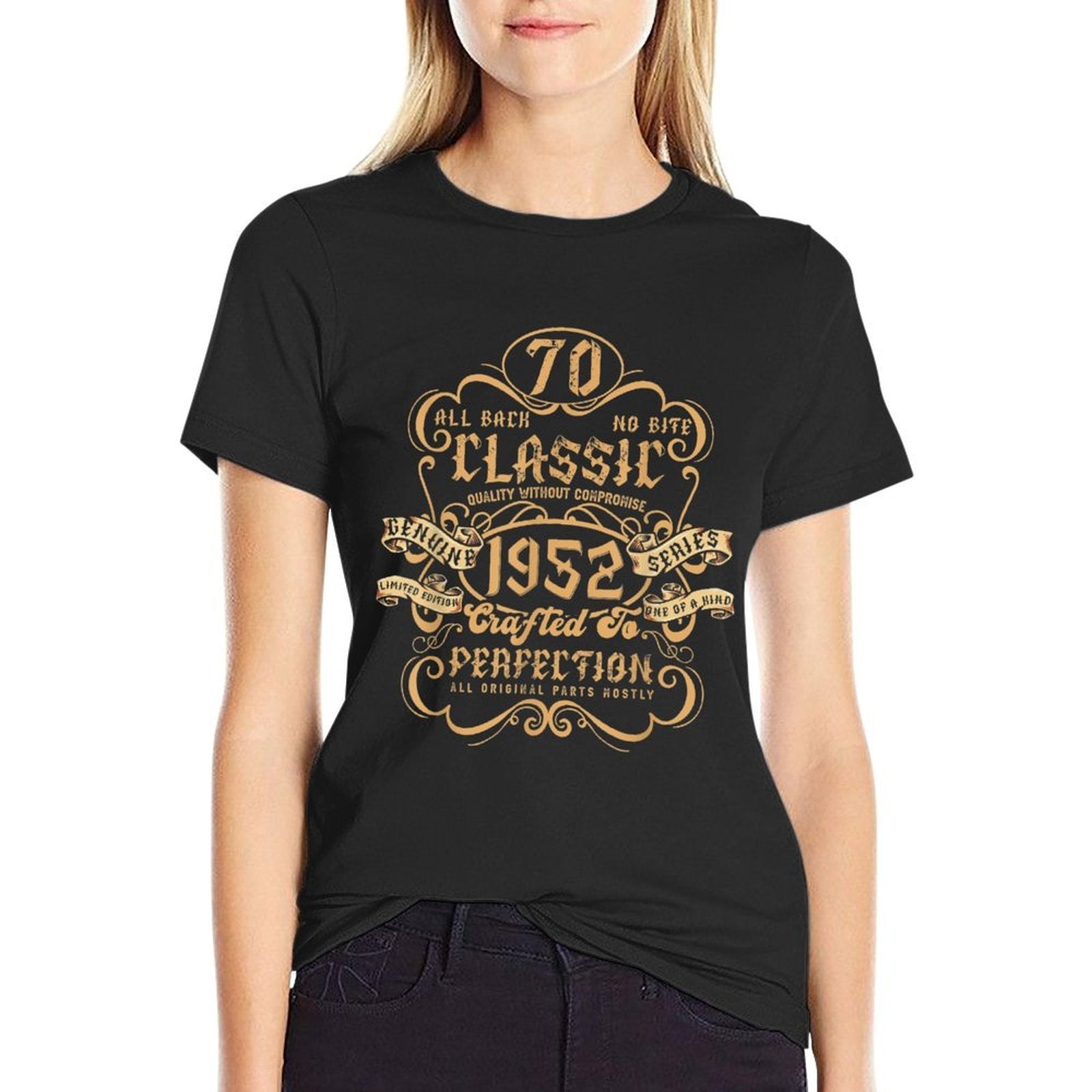 70th Birthday Vintage Limited Edition 70 Years Old  Ribbed Collar T-Shirt