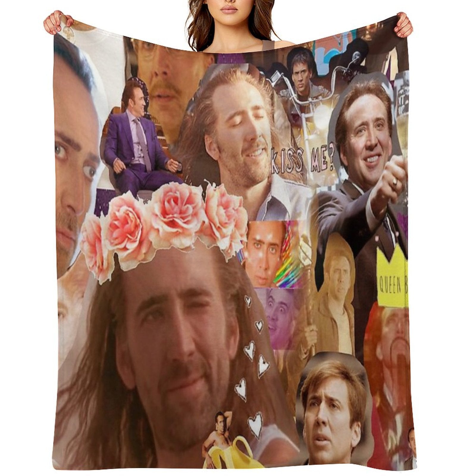 Nic Cage Collage Eco-conscious Throw Blanket