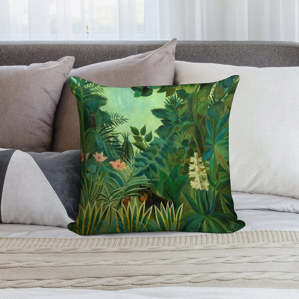 Henri Rousseau The Equatorial Jungle, 1909 Soft Hidden Zipper Throw Pillow