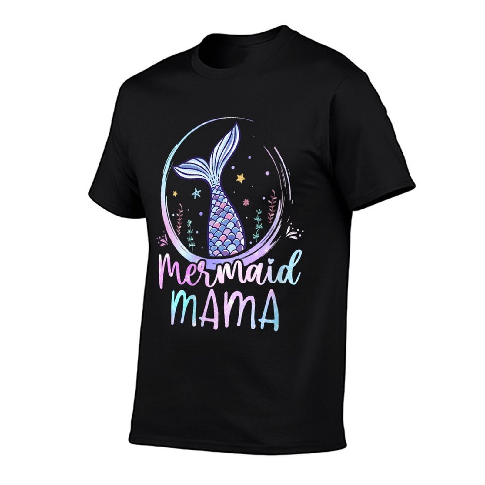 Womens Mermaid Mama Birthday Mermaid Girl Beach Mermaid Tail  Fade-proof Color T-Shirt