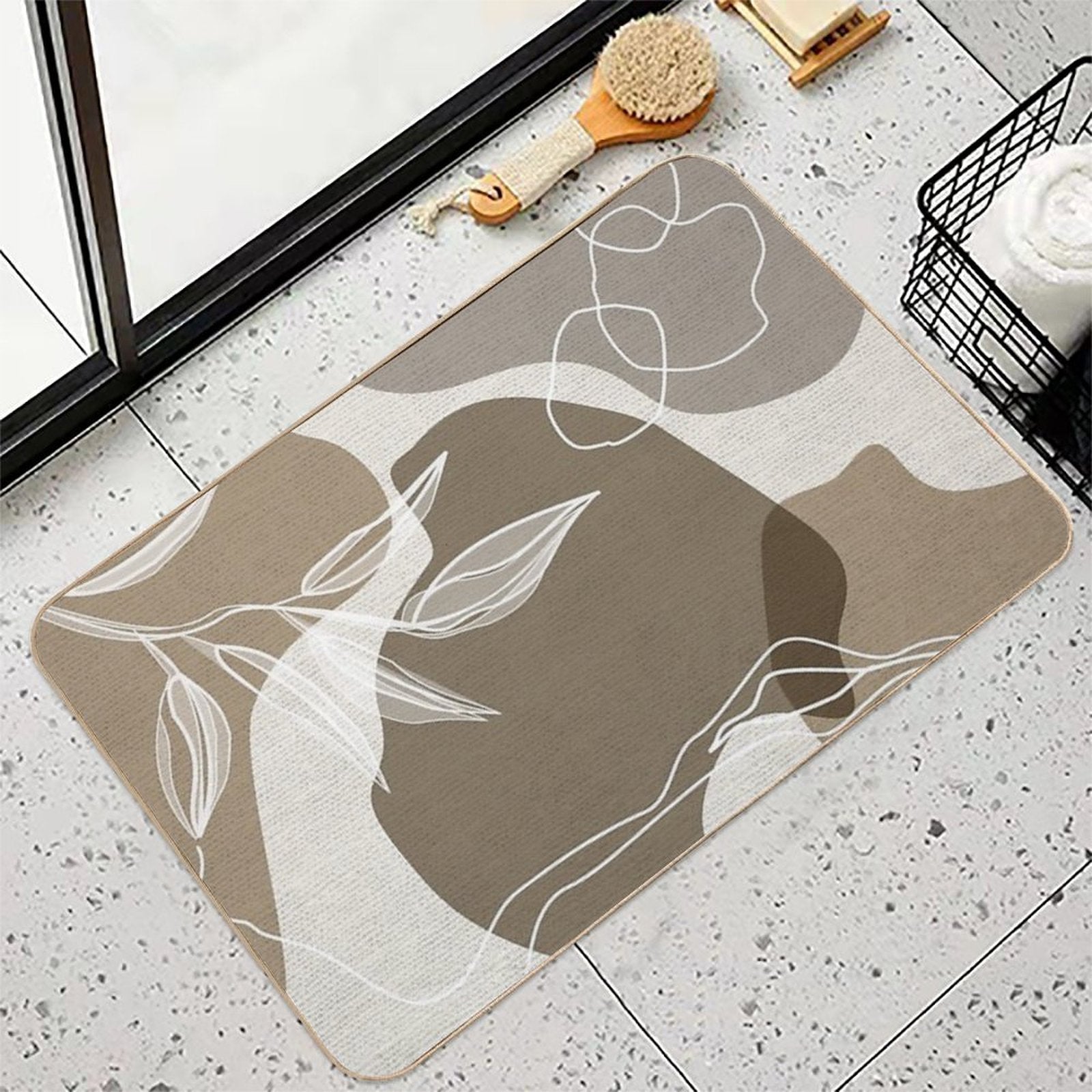 Leafy Lane in Neutral 1  Dirt-Trapping Bath Mat