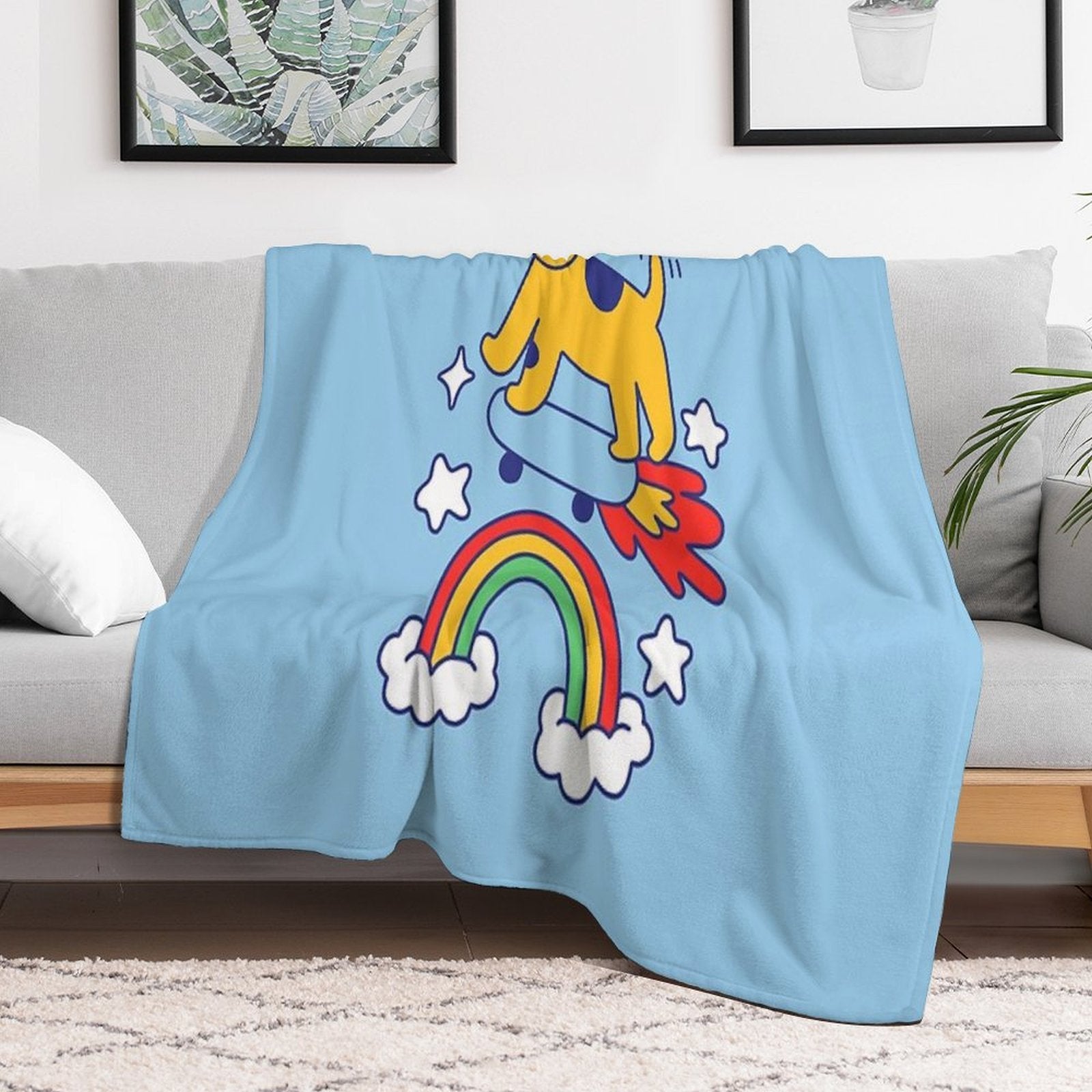 Dog Flying On A Skateboard Anti-pilling Throw Blanket