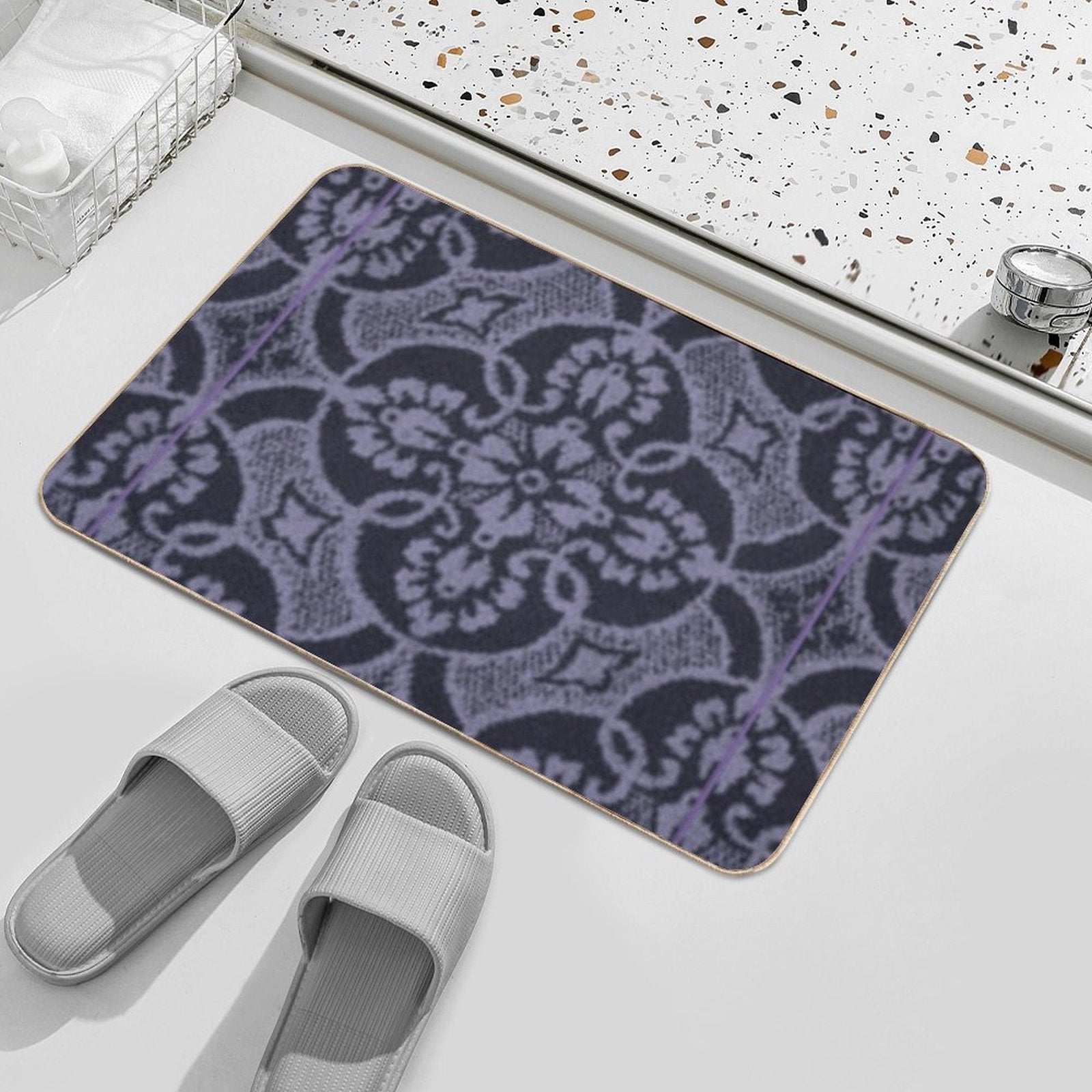 2023 New Digital Lavender Floral Pattern  Dirt-Trapping Bath Mat