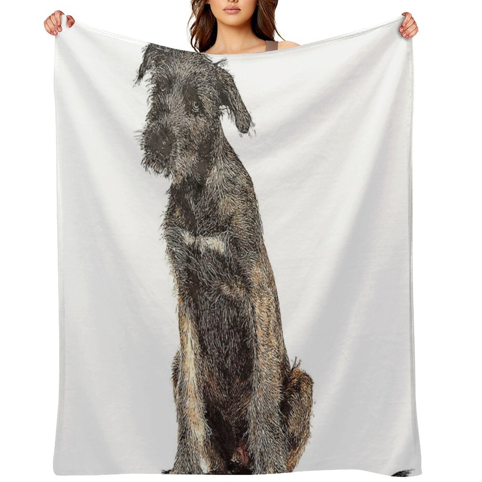 Super Cool Irish Wolfhound Dog - Custom Pet Portrait Art Studio Multi-functional Throw Blanket