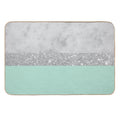 White Marble Mint Silver Stripe Glam #1 (Photo of Glitter Only - Not Reflective)  Toxin-Free Bath Mat