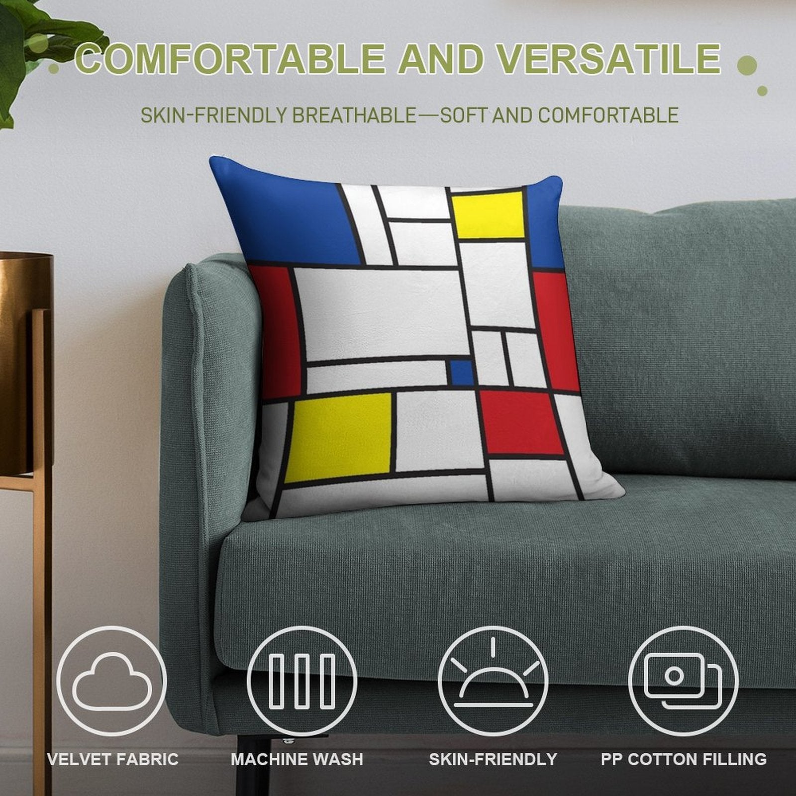 Mondrian Minimalist De Stijl Modern Art II © Fatfatin Soft Warmth Comfort Throw Pillow