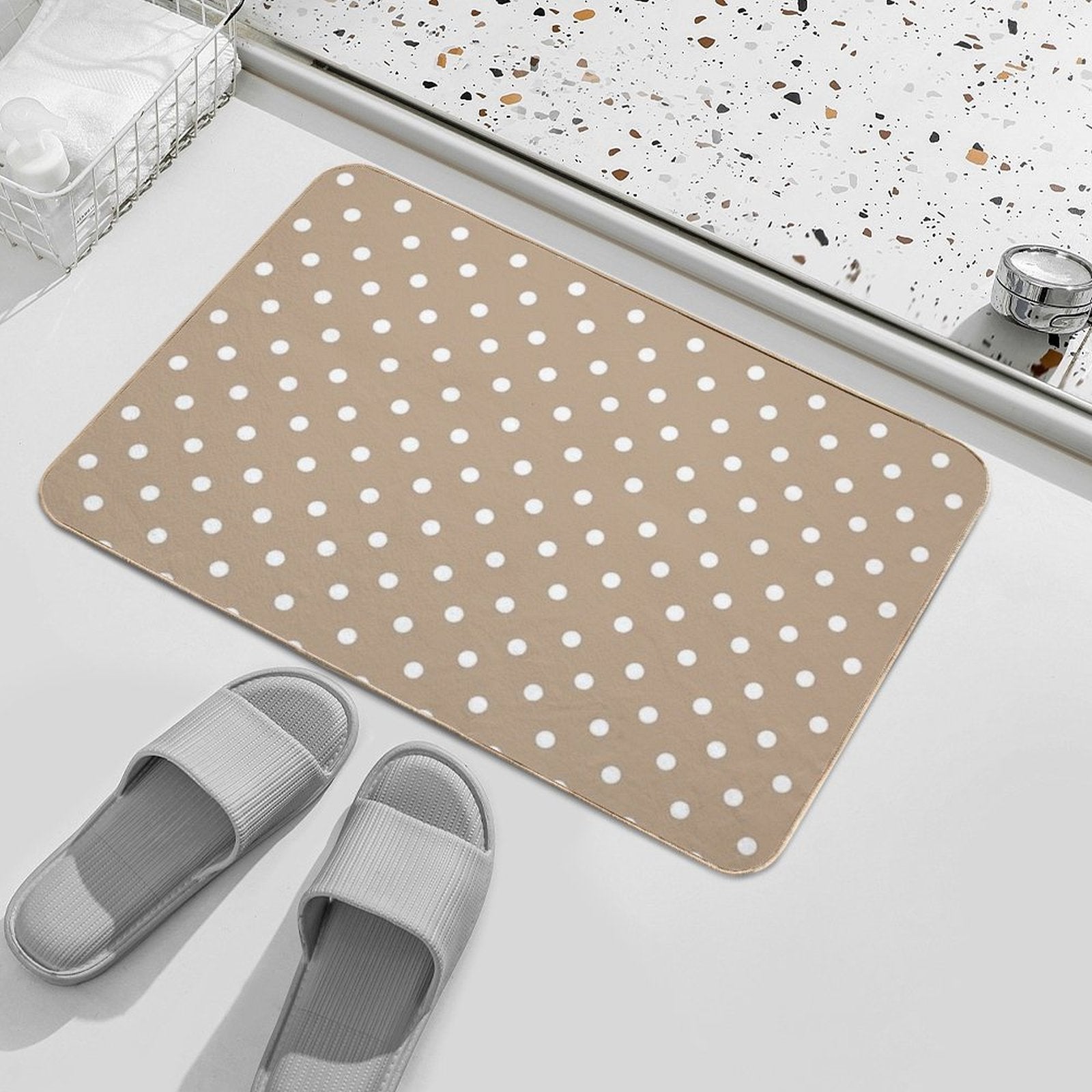 Polka Dot,dots,circles,nude,beige Background  Toxin-Free Bath Mat