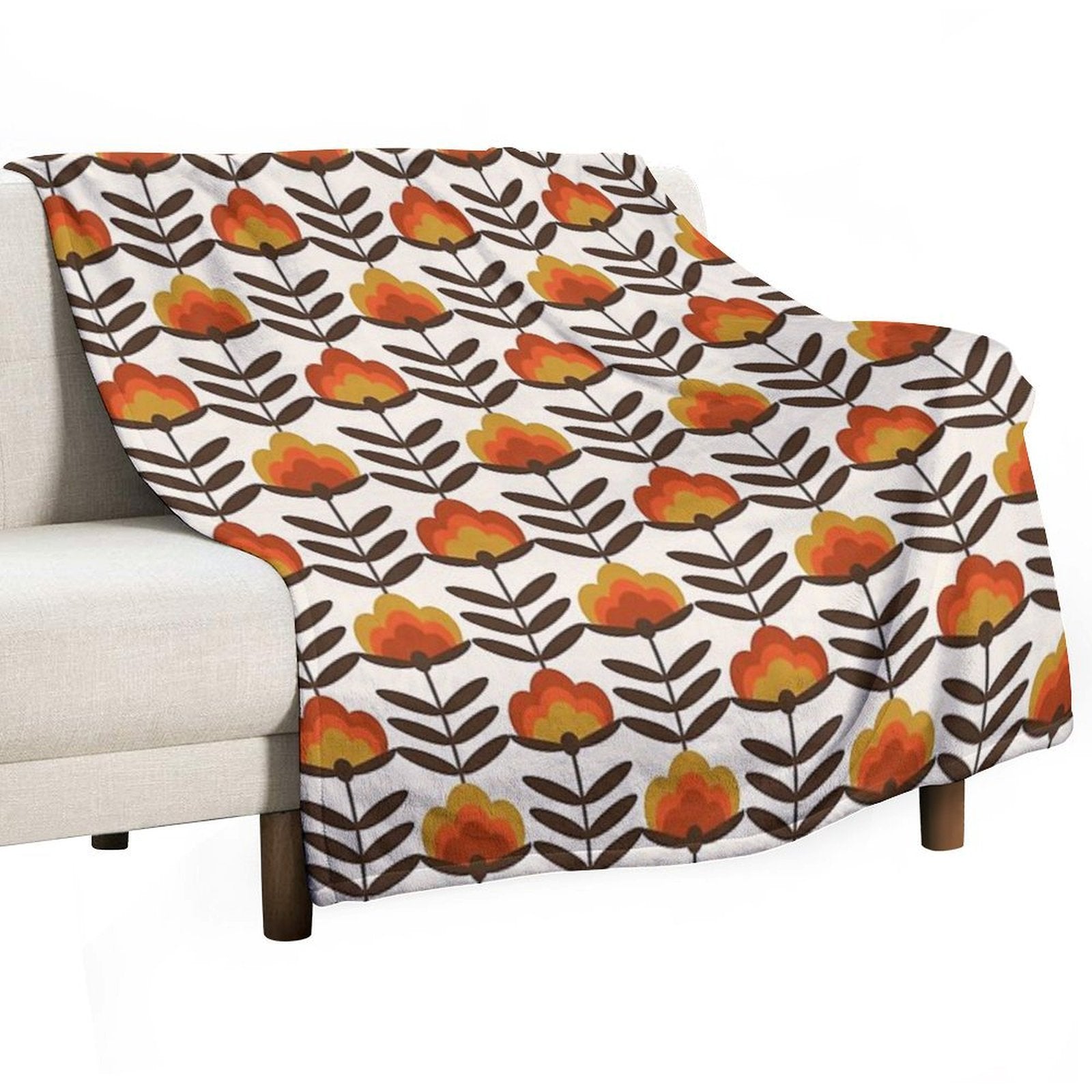 Boogie - Retro Florals Minimal Trendy 70s Style Throwback Flower Pattern Versatility Throw Blanket