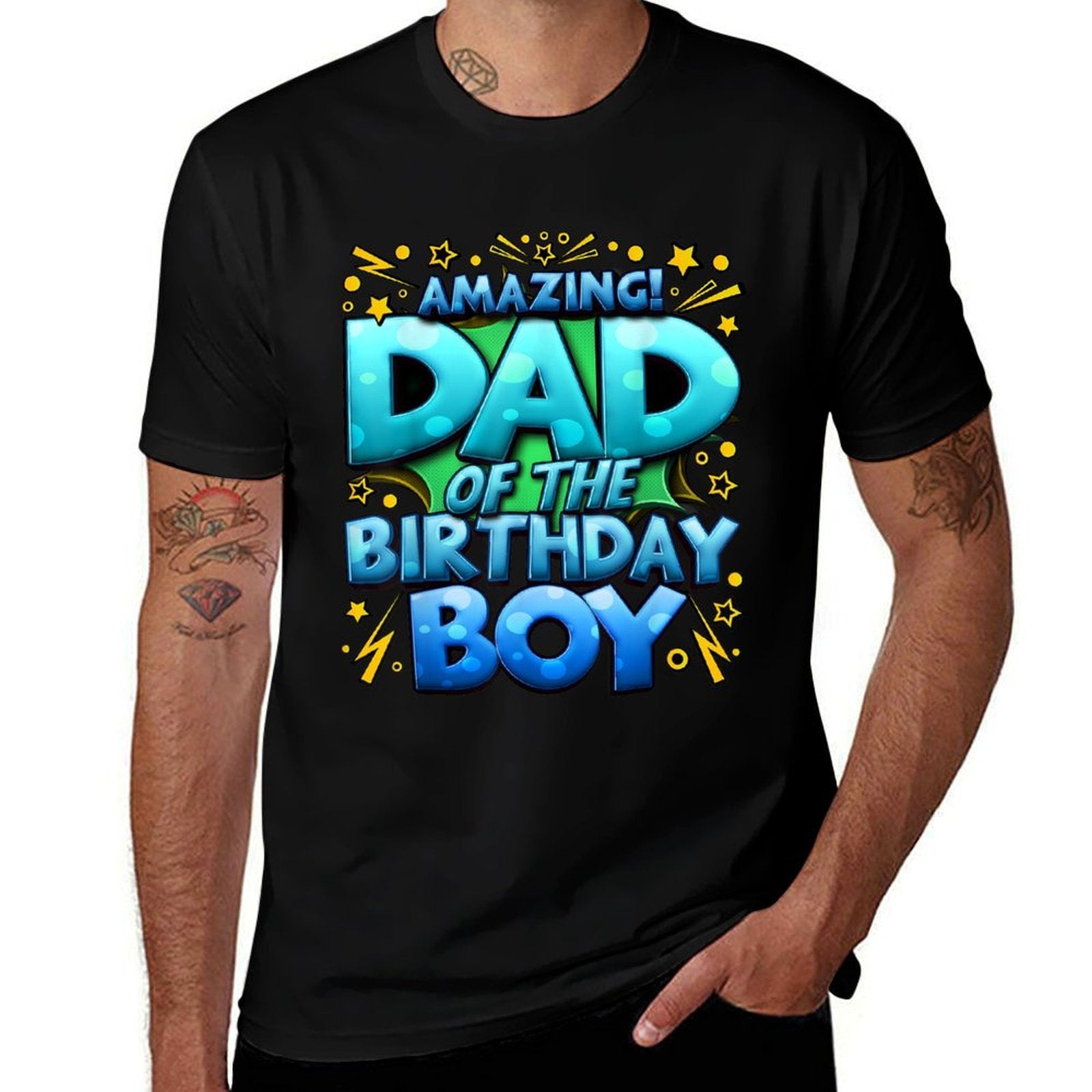 Dad of The Birthday Boy Matching Family Father  High-quality Stitching T-Shirt