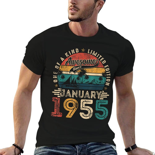 Awesome Since January 1955 Vintage Retro 70th Birthday Men  Lightweight T-Shirt
