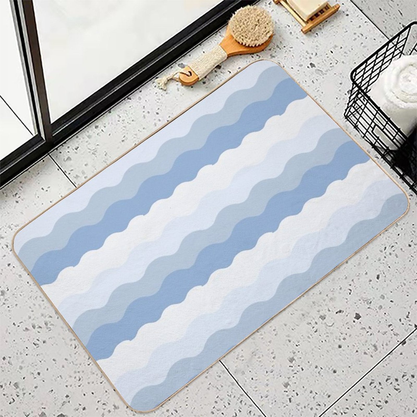 Ocean Waves Pattern  Rapid-Drying Bath Mat