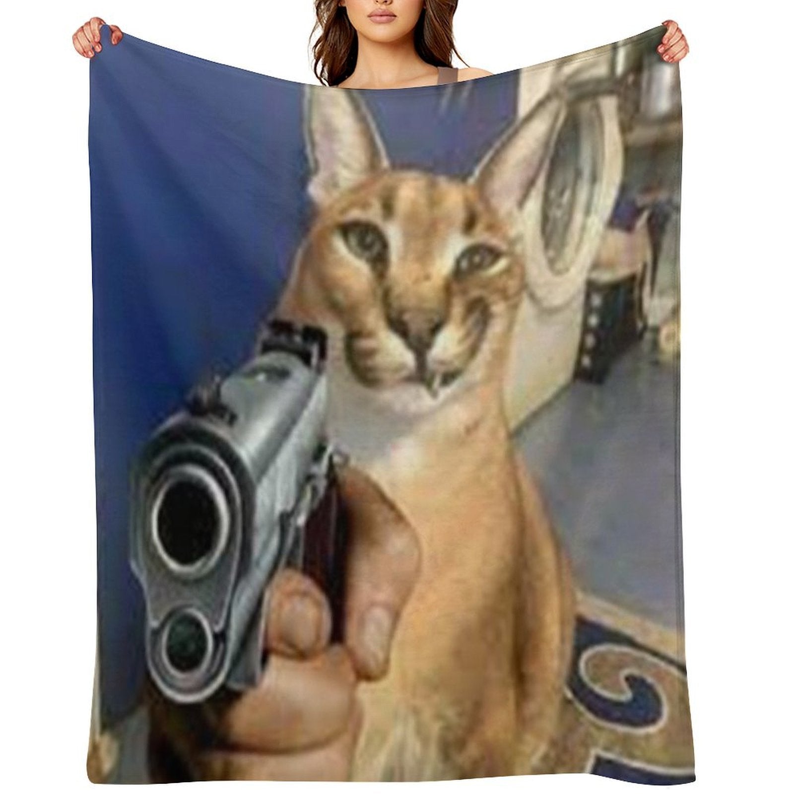 Big Floppa Gangsta Sustainable Throw Blanket