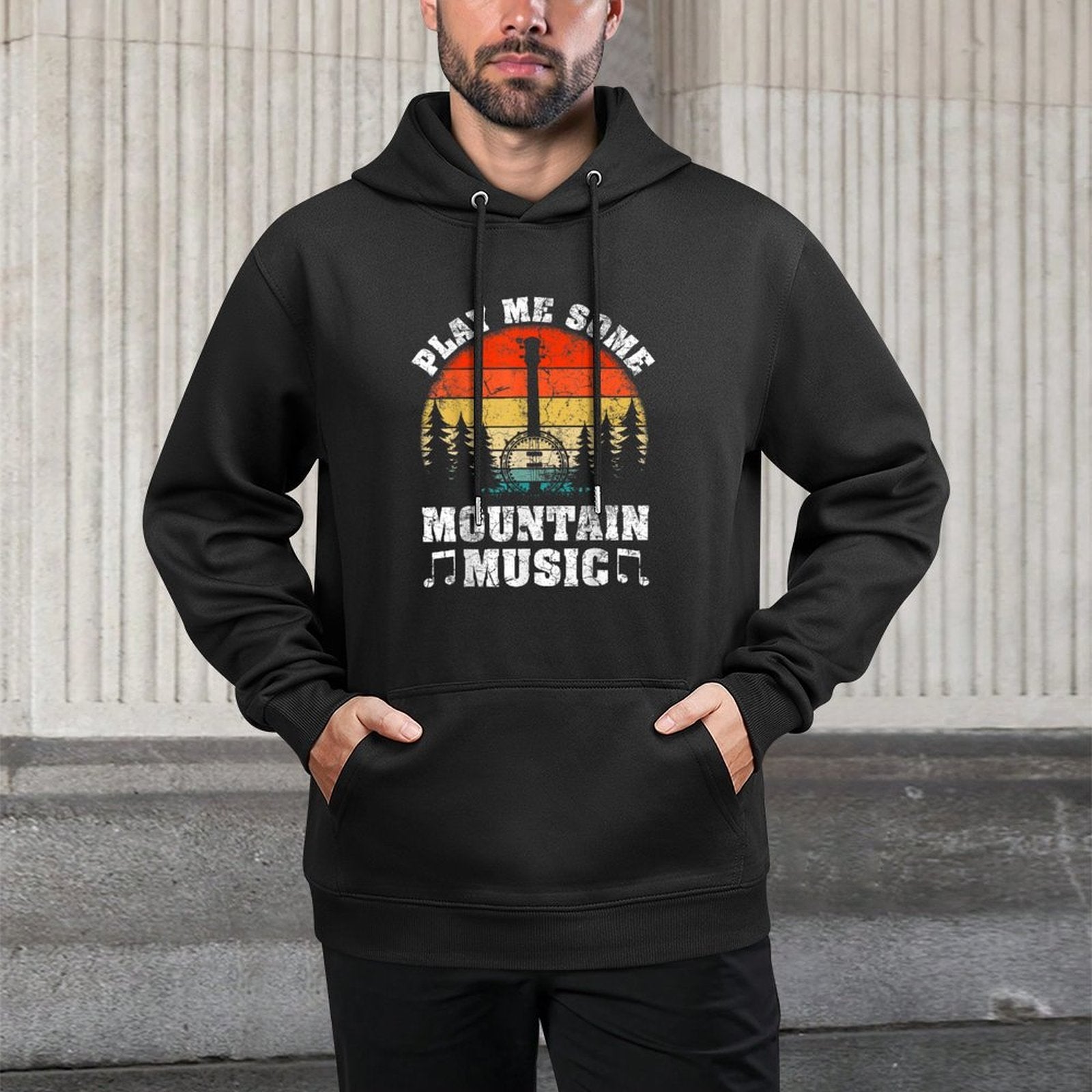 Vintage Play Me Some Mountain Music Mandolin Relaxed Fit Hoodie