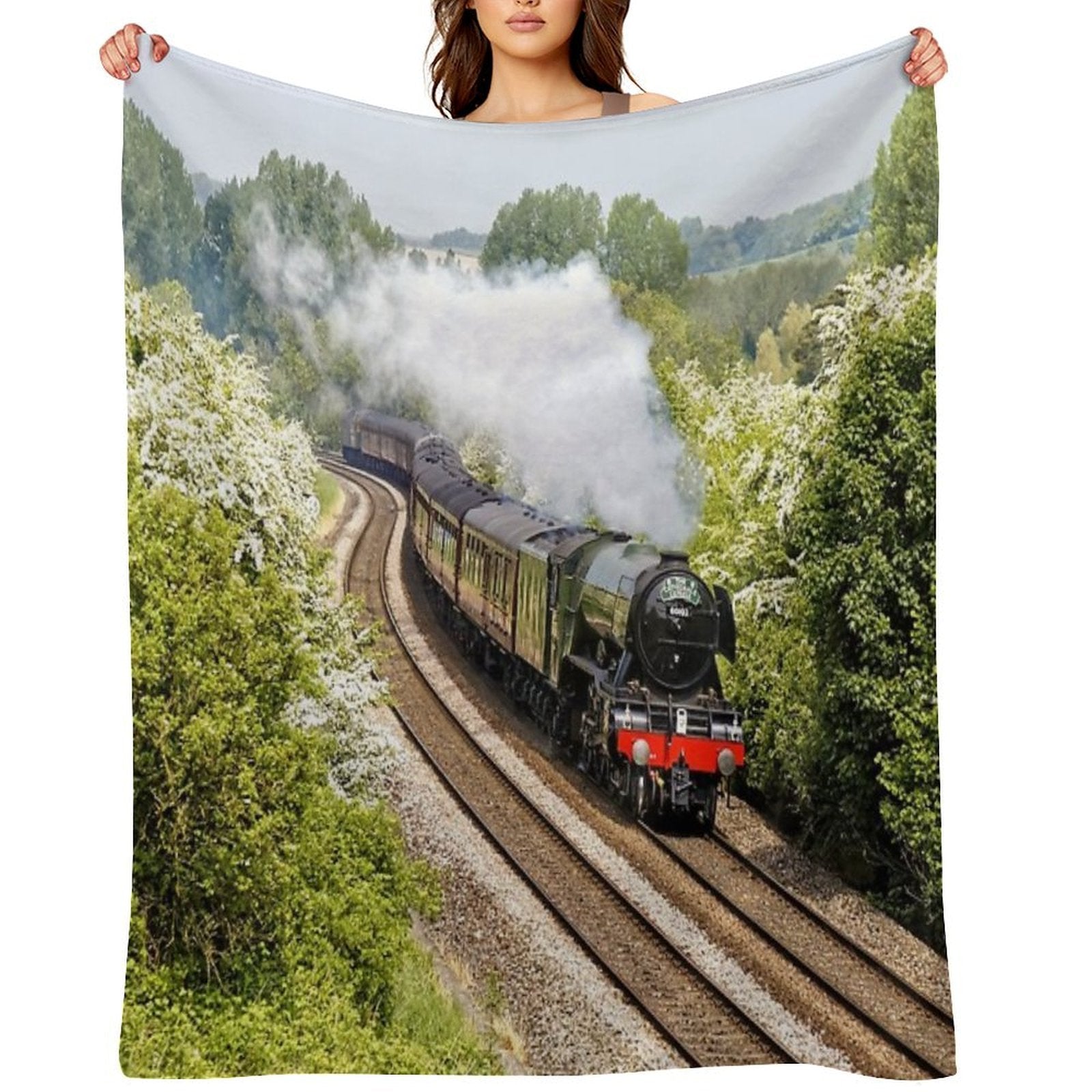 A3 Class 60103 Flying Scotsman Steam Locomotive Wrinkle-free Throw Blanket
