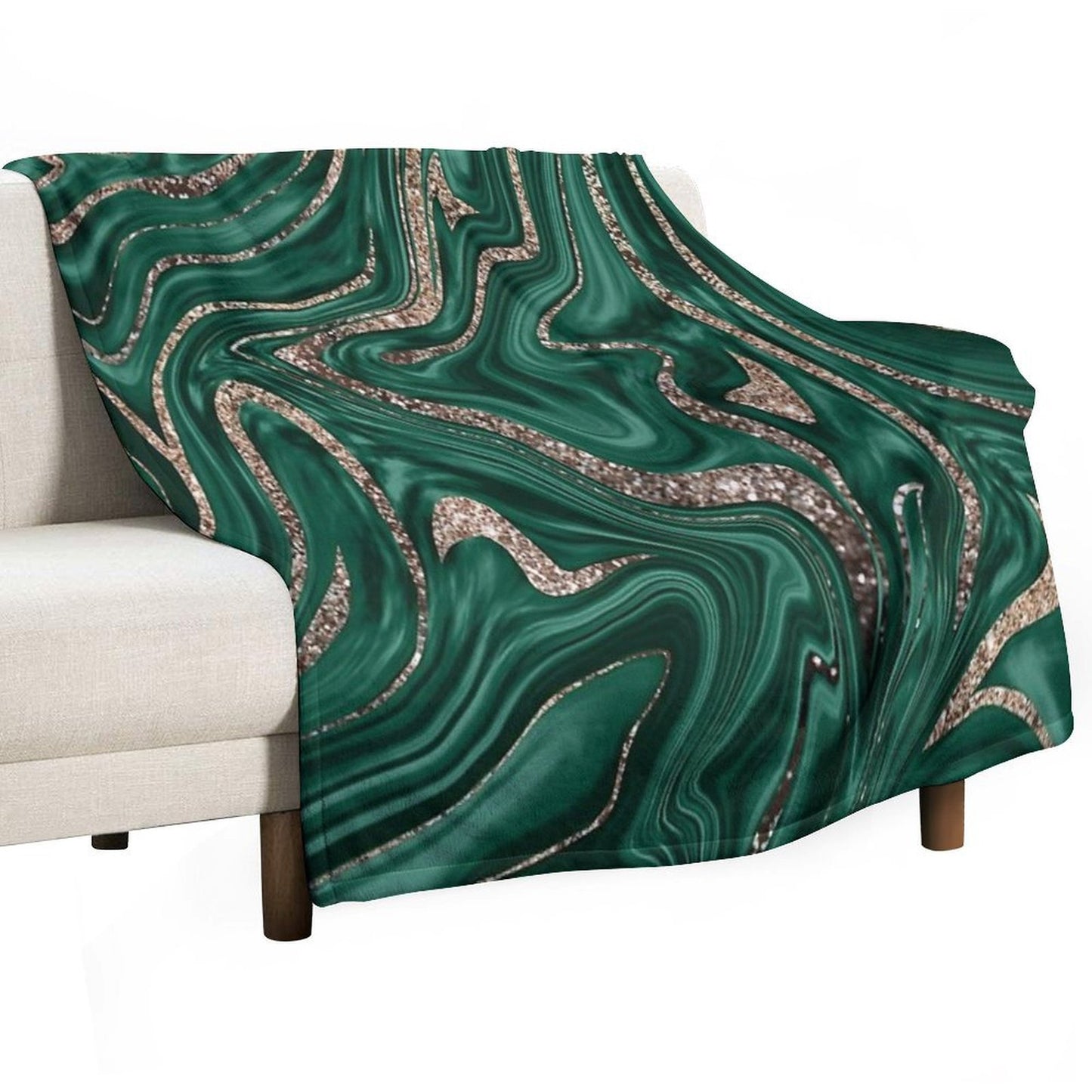Emerald Green Black Gold Glam Marble #1 (Photo of Glitter Only - Not Reflective) Gift-ready Throw Blanket
