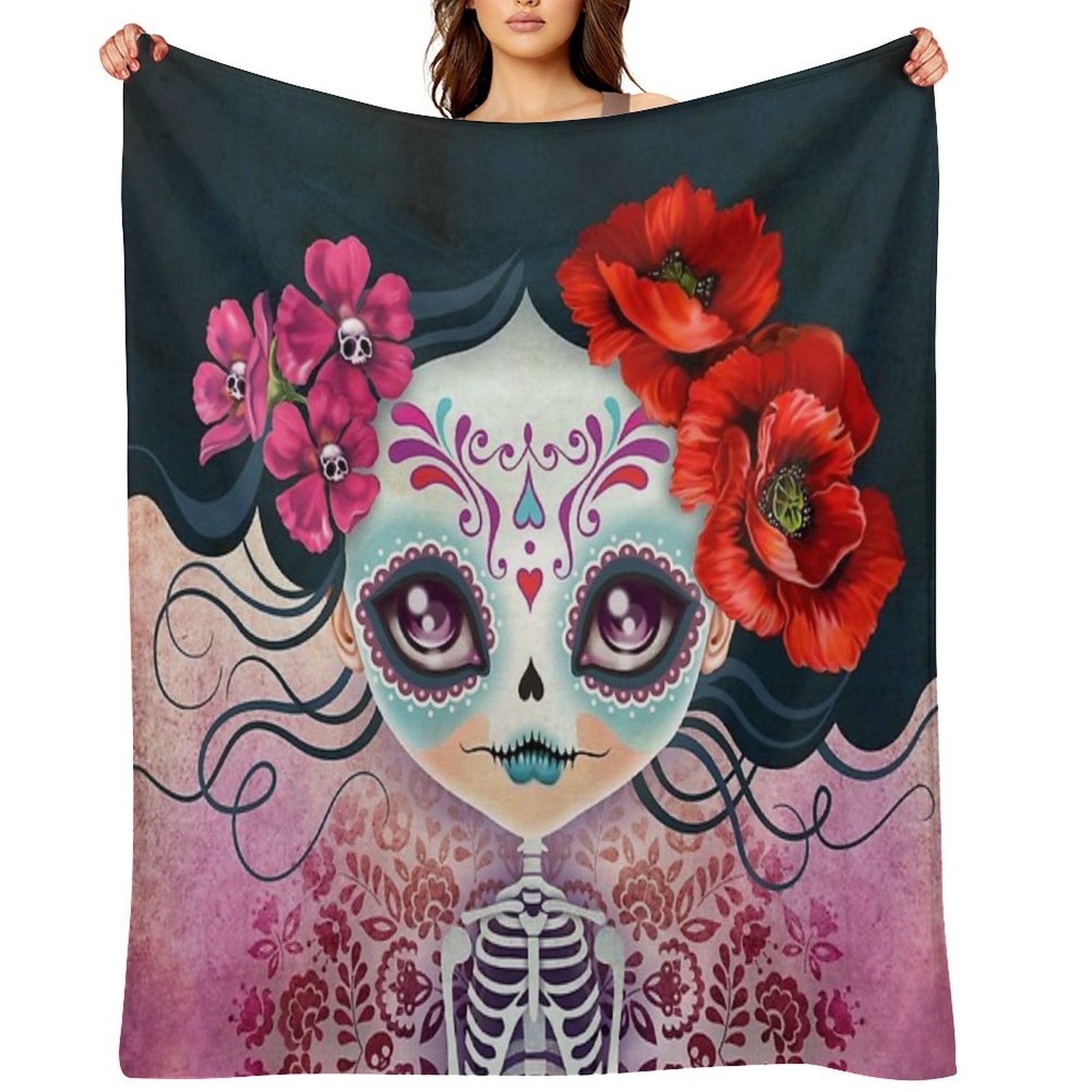Amelia Calavera - Sugar Skull Premium Throw Blanket