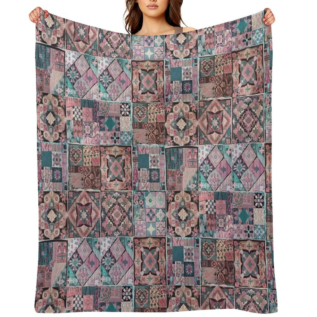 Whimsigoth Quilt Pattern 2025 Vintage (Trans Flag Version)  Stickers Decals DIY CRAFTS Machine-washable Throw Blanket