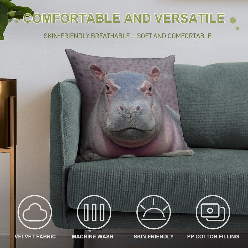 Baby Hippo Fritz at The Cincinnati Zoo Soft Shrink-Resistant Throw Pillow