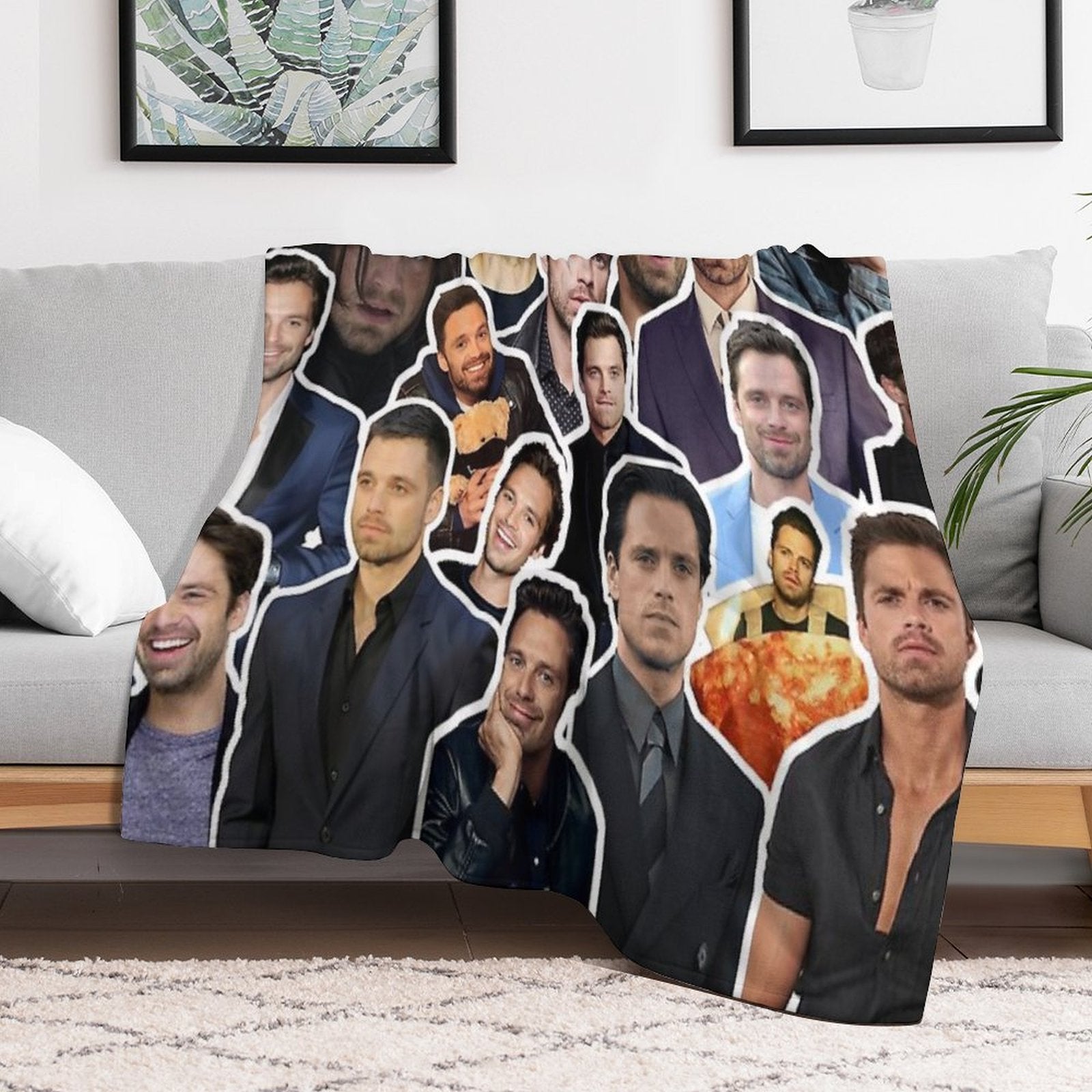 Sebastian Stan Photo Collage Throw Blanket Anti-pilling Throw Blanket