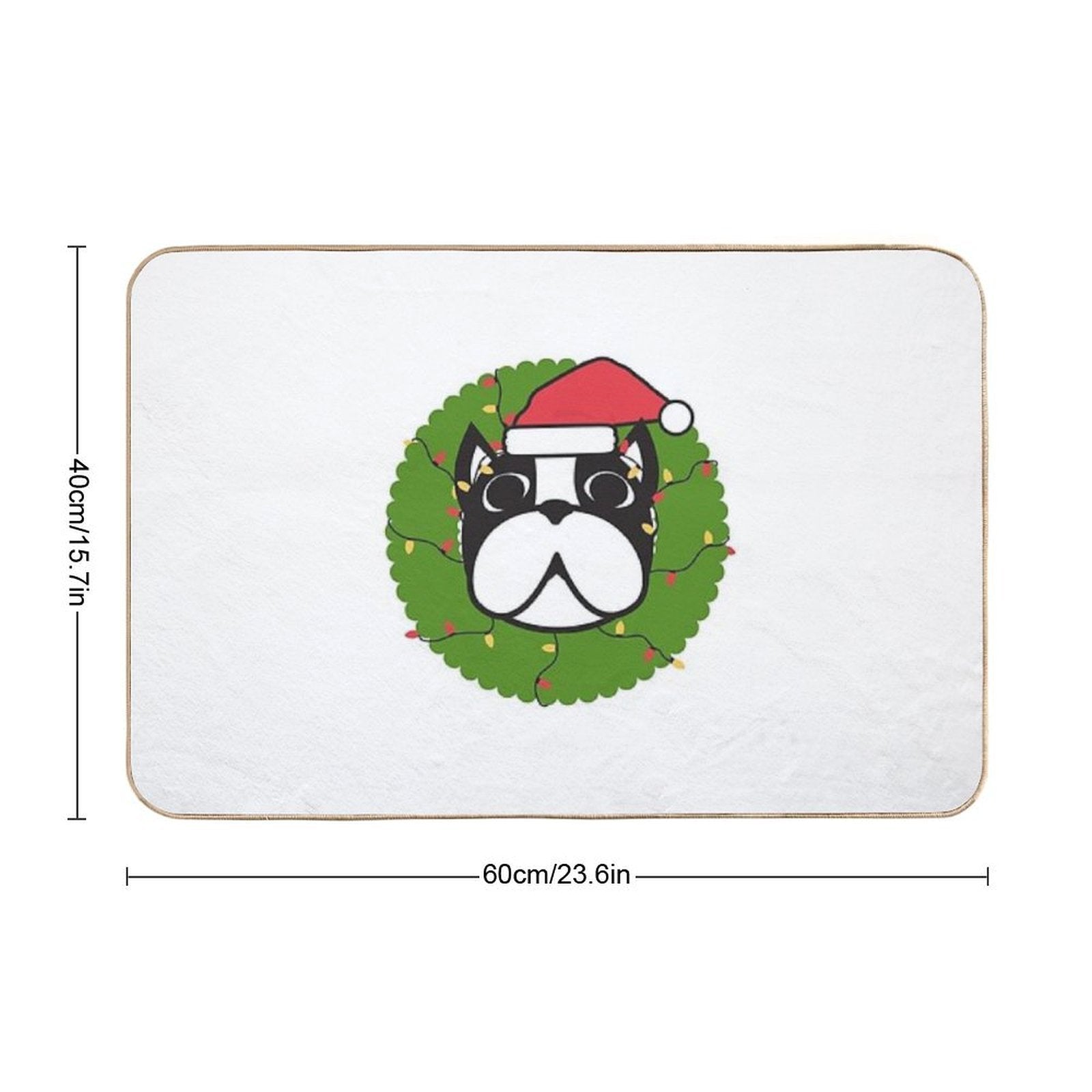 Cute Boston Terrier Merry Christmas Tree Funny Hello Winter Essential T-Shirt  Rapid-Drying Bath Mat