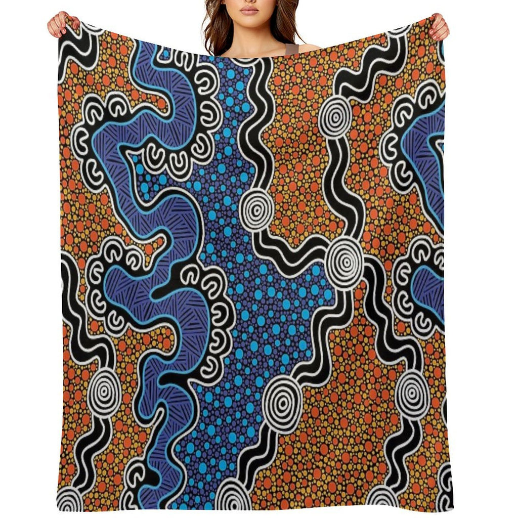 Authentic Aboriginal Art - Gift-ready Throw Blanket