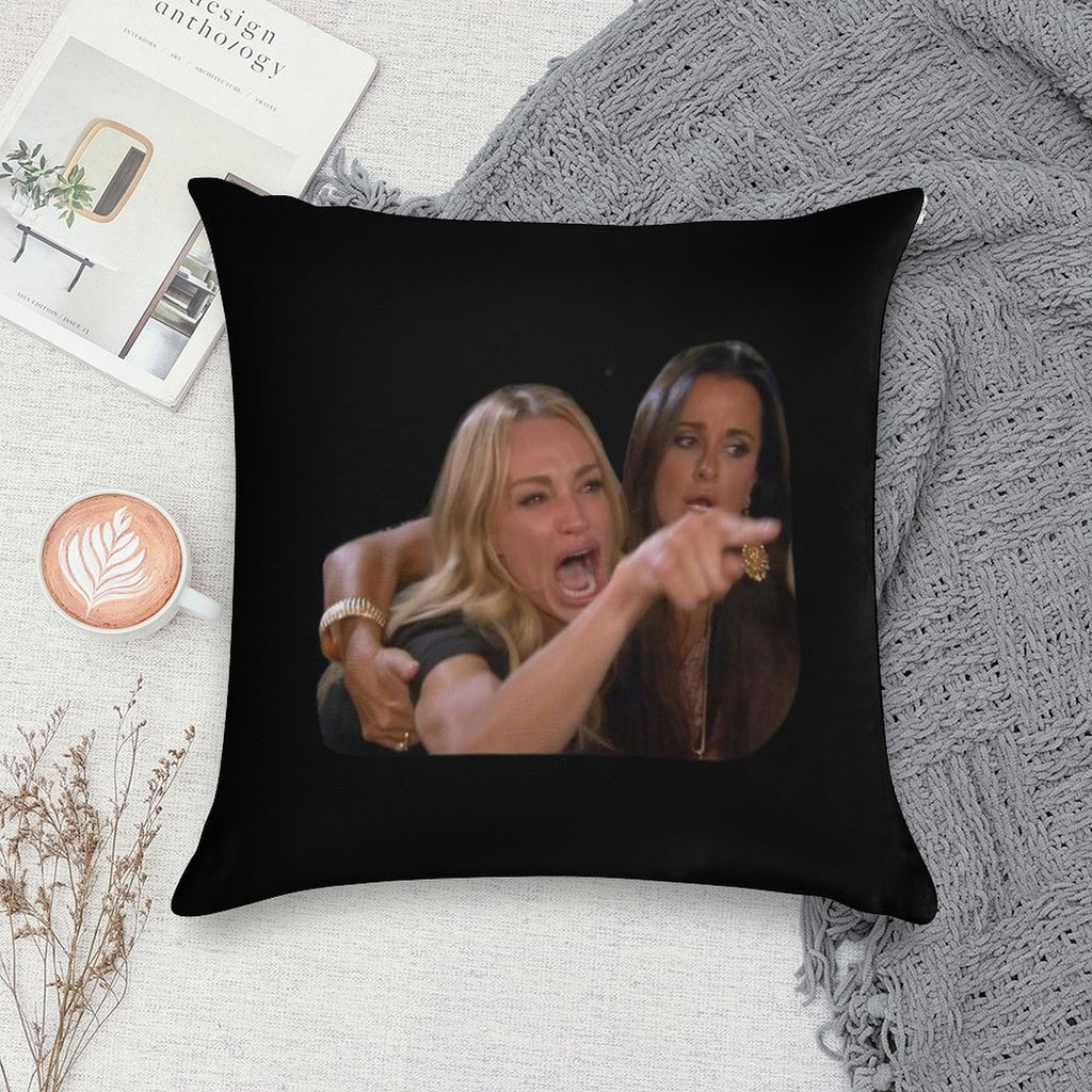 Woman Yelling at A Cat-Funny Memes Soft High-Density Material Throw Pillow