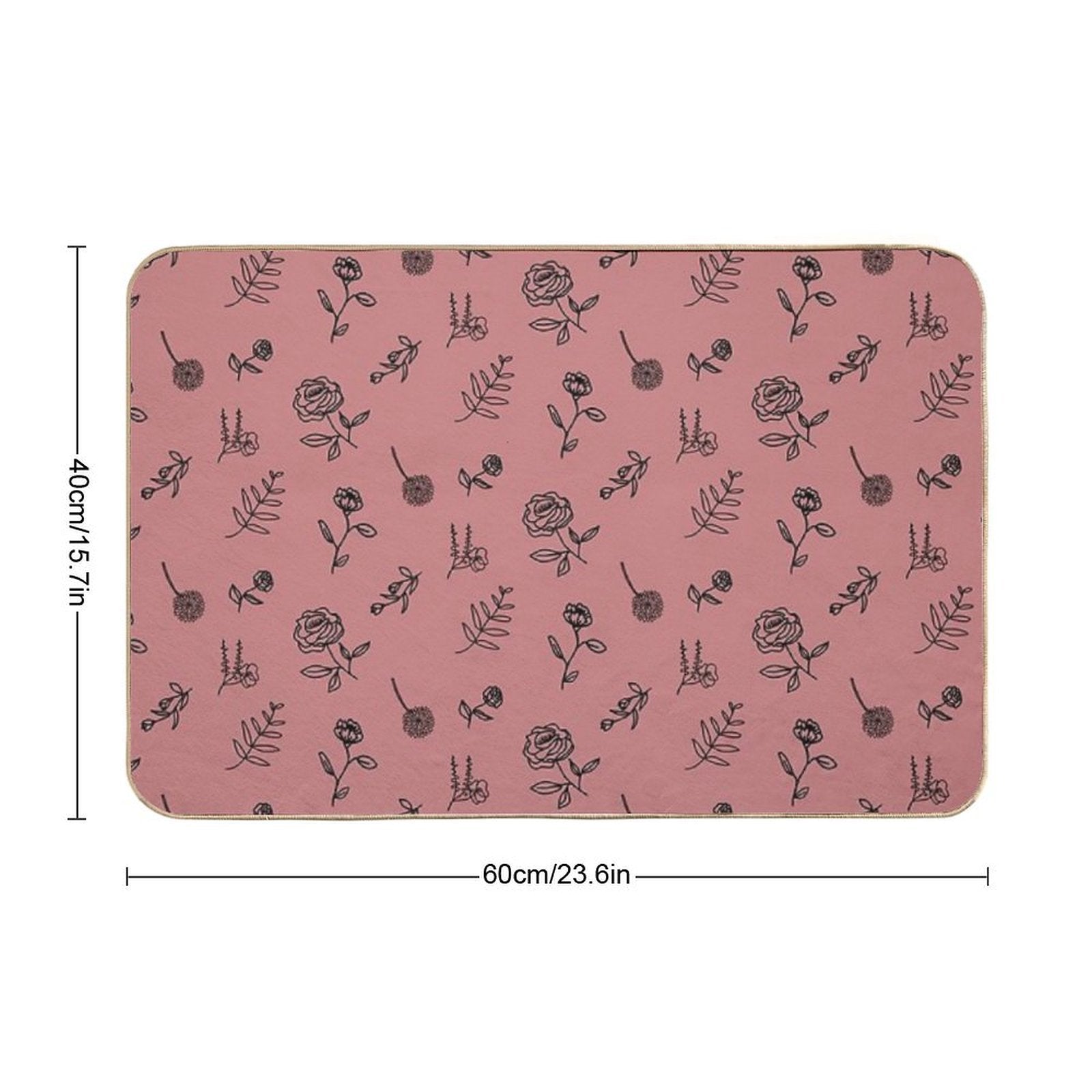 Flower Pattern PinkRed Back  Absorbent Bath Mat