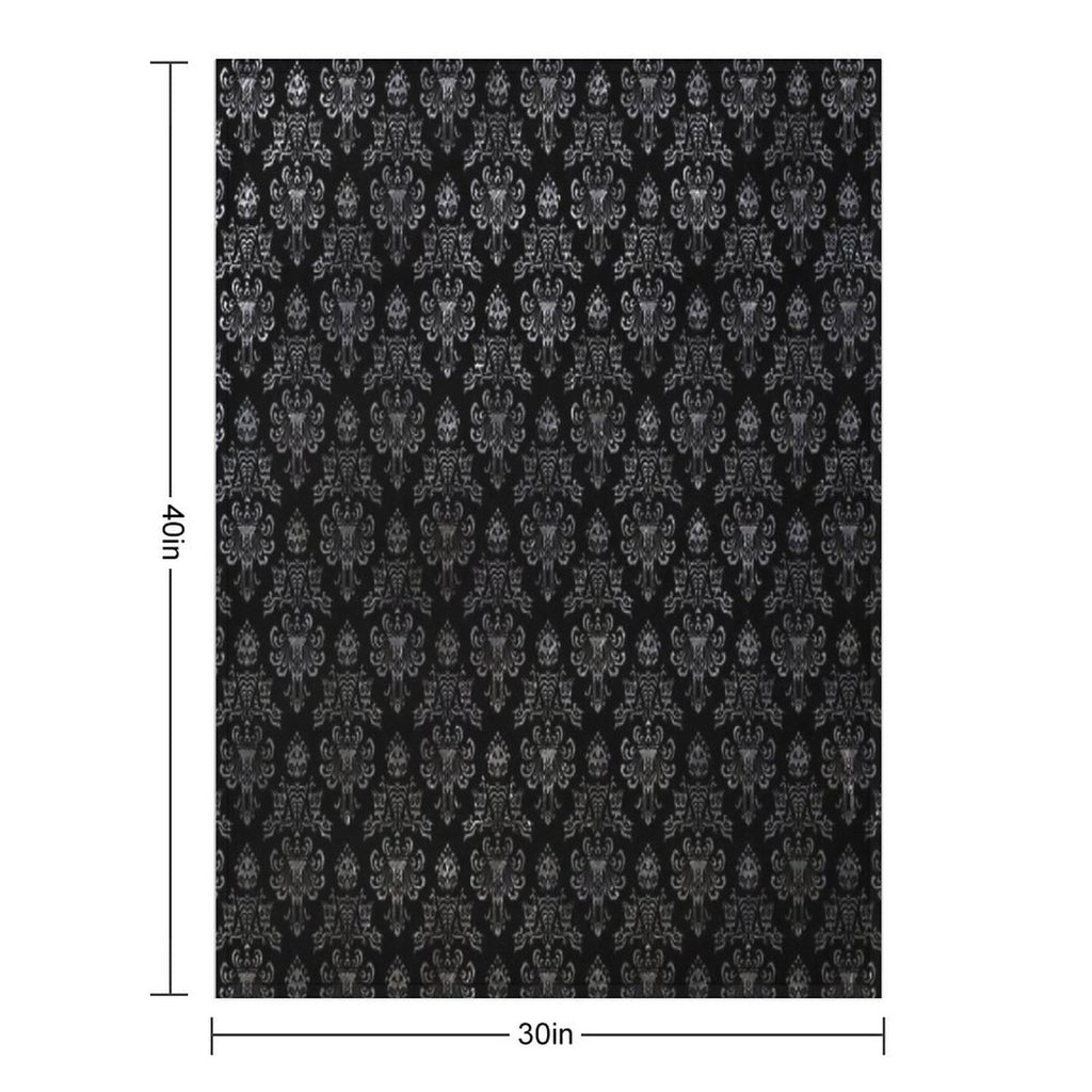 Haunted Mansion Wallpaper Black And Silver Versatility Throw Blanket